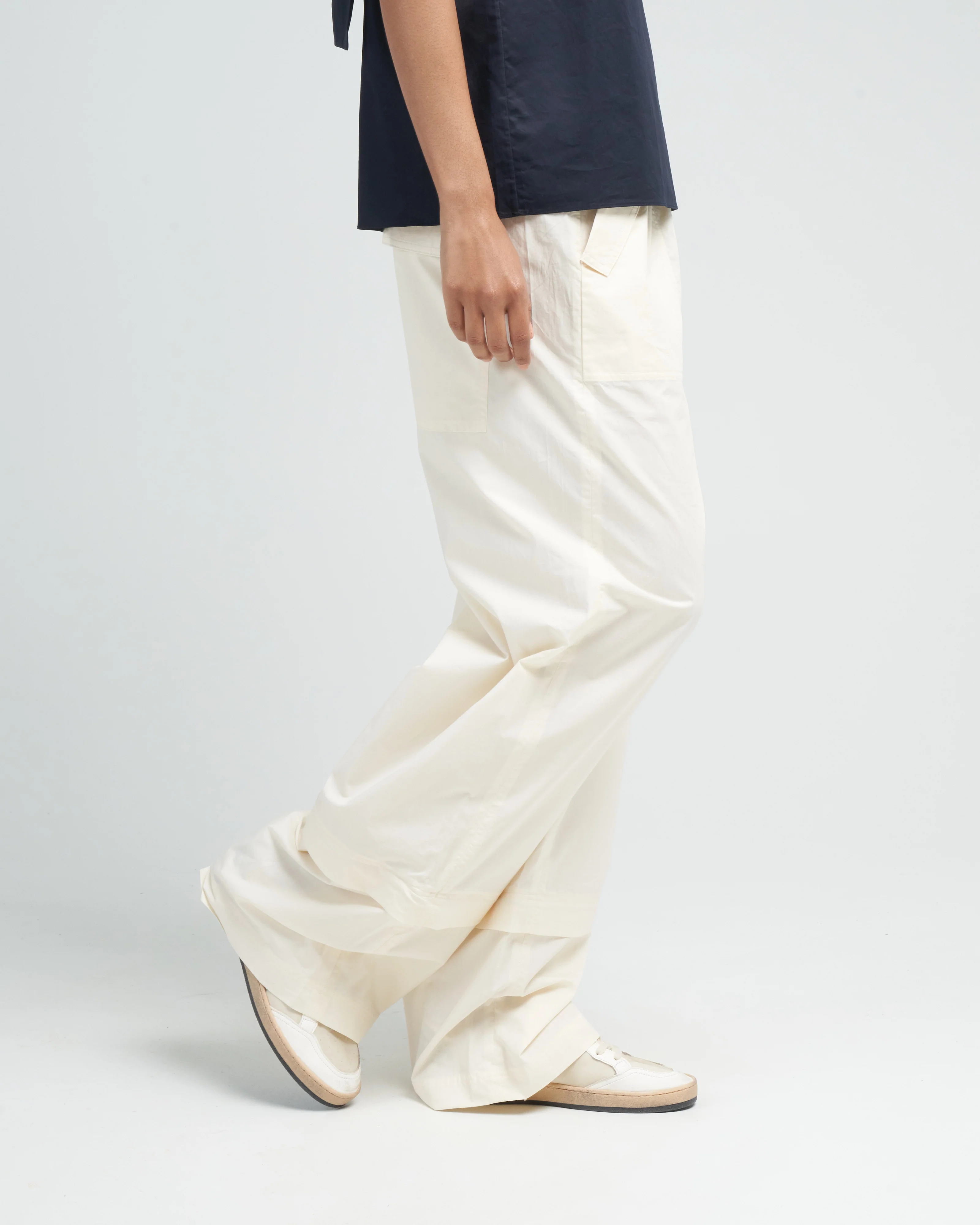 vintage cotton cargo convertible pant - cream - Image 3