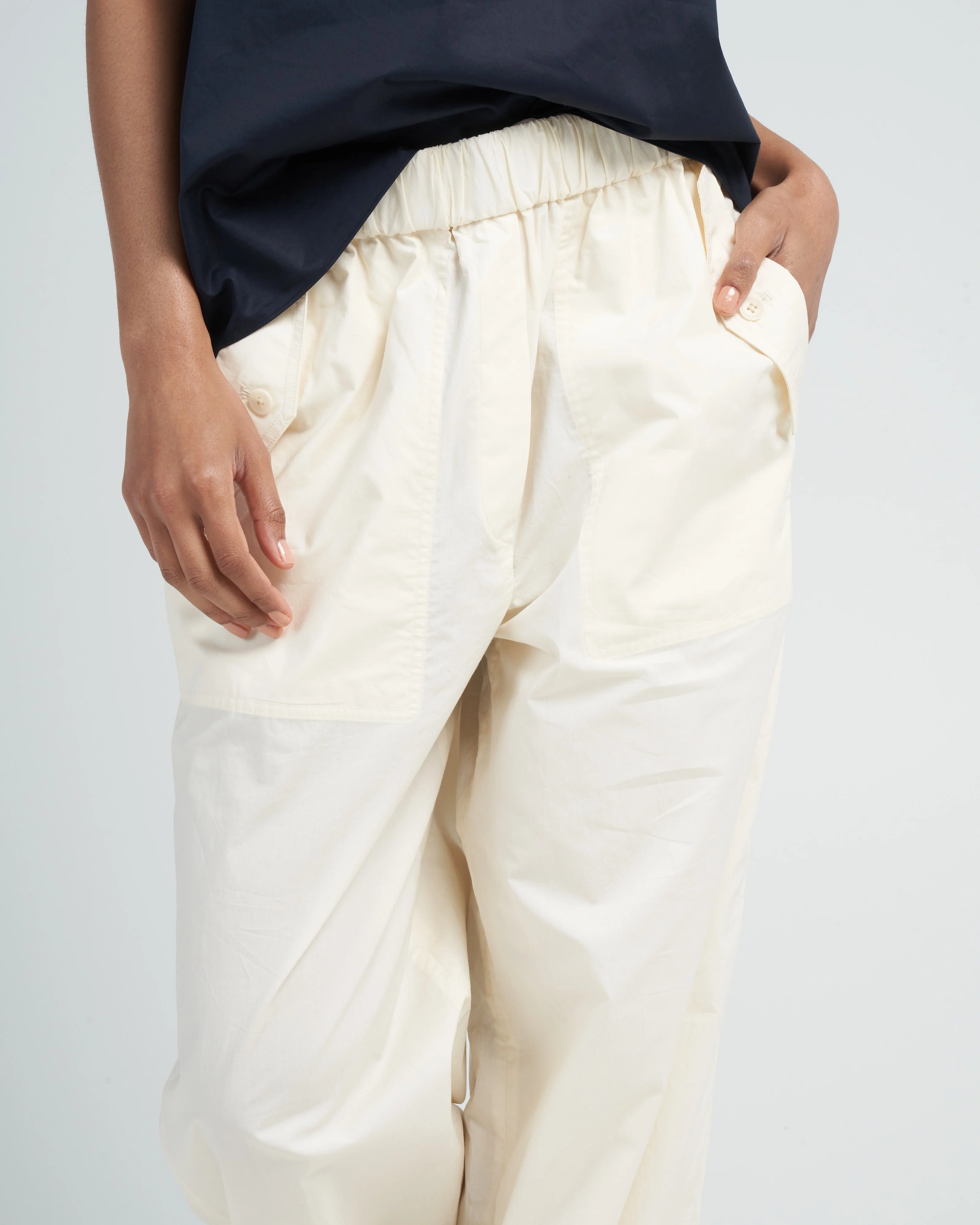 vintage cotton cargo convertible pant - cream - Image 5