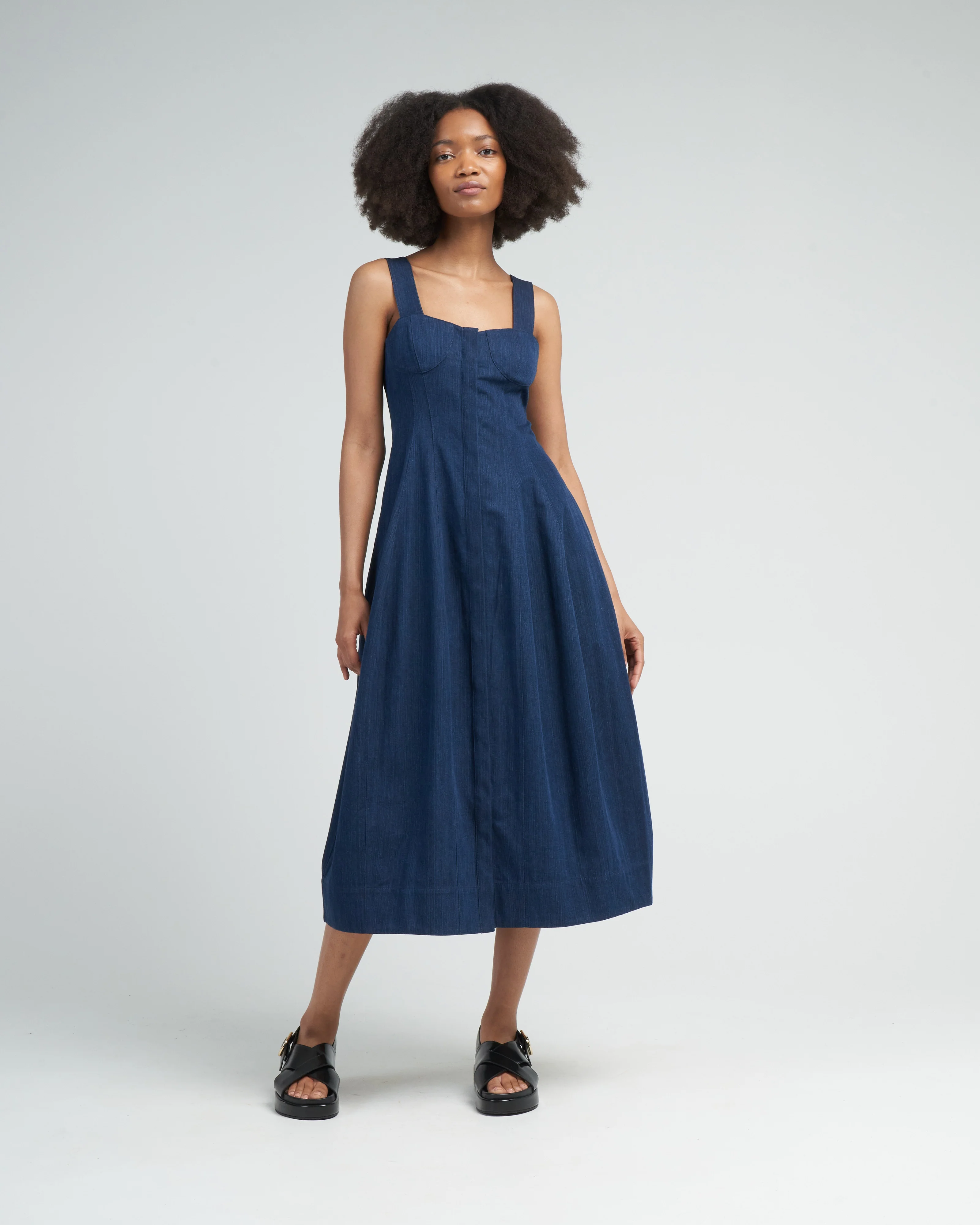 washed summer denim dress - dark enzyme wash - Image 2