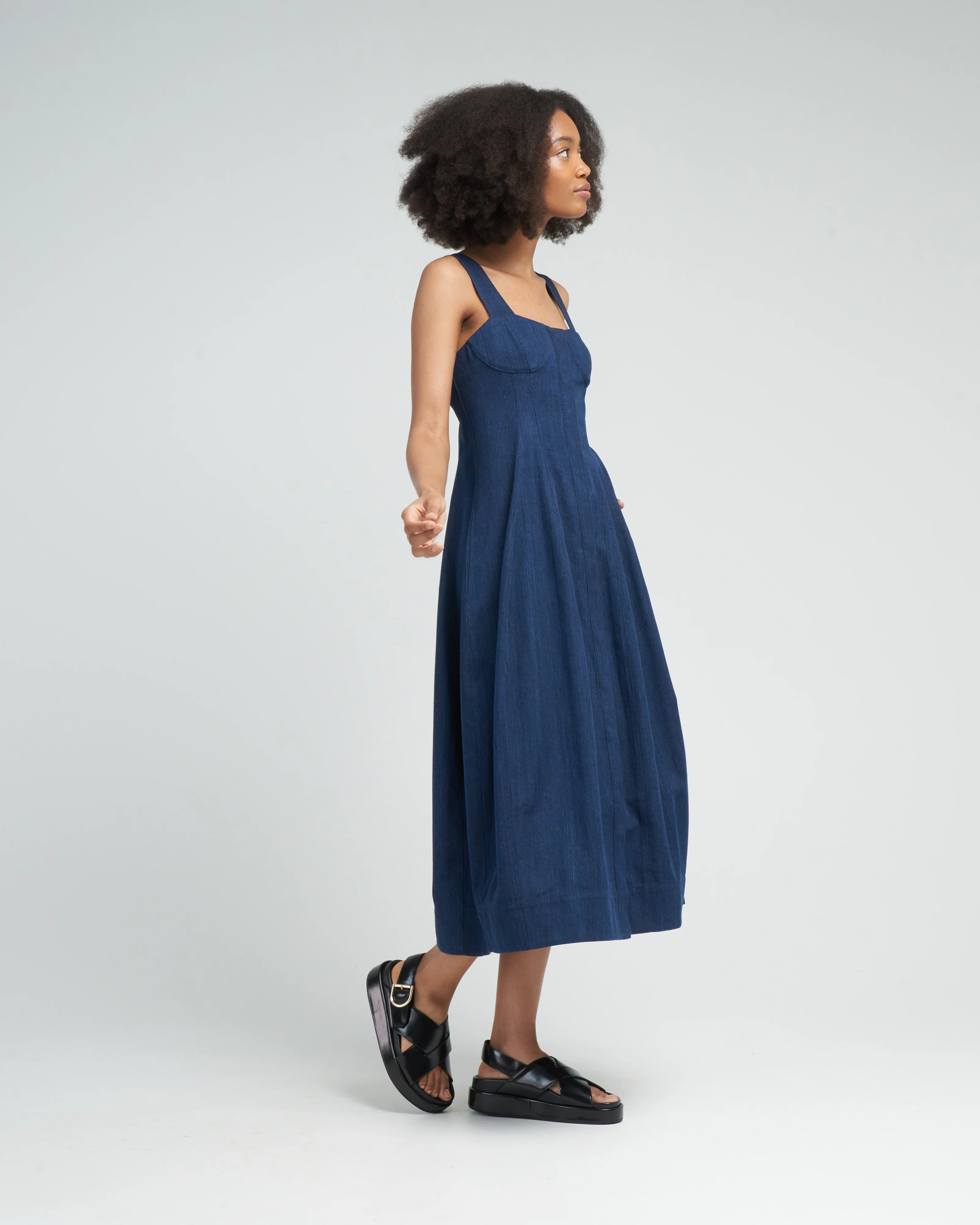 washed summer denim dress - dark enzyme wash - Image 4