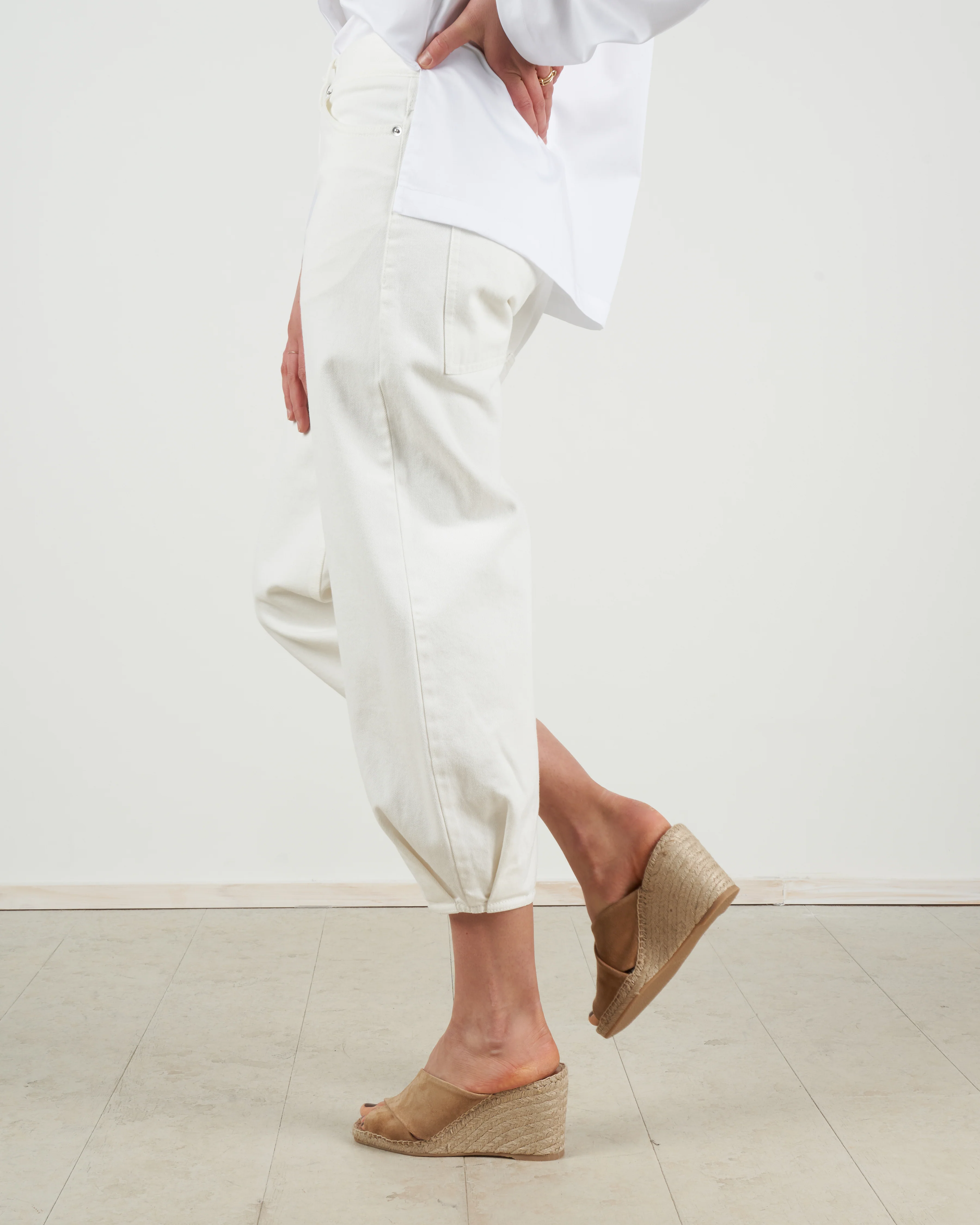 white denim sculpted pant - white - Image 3