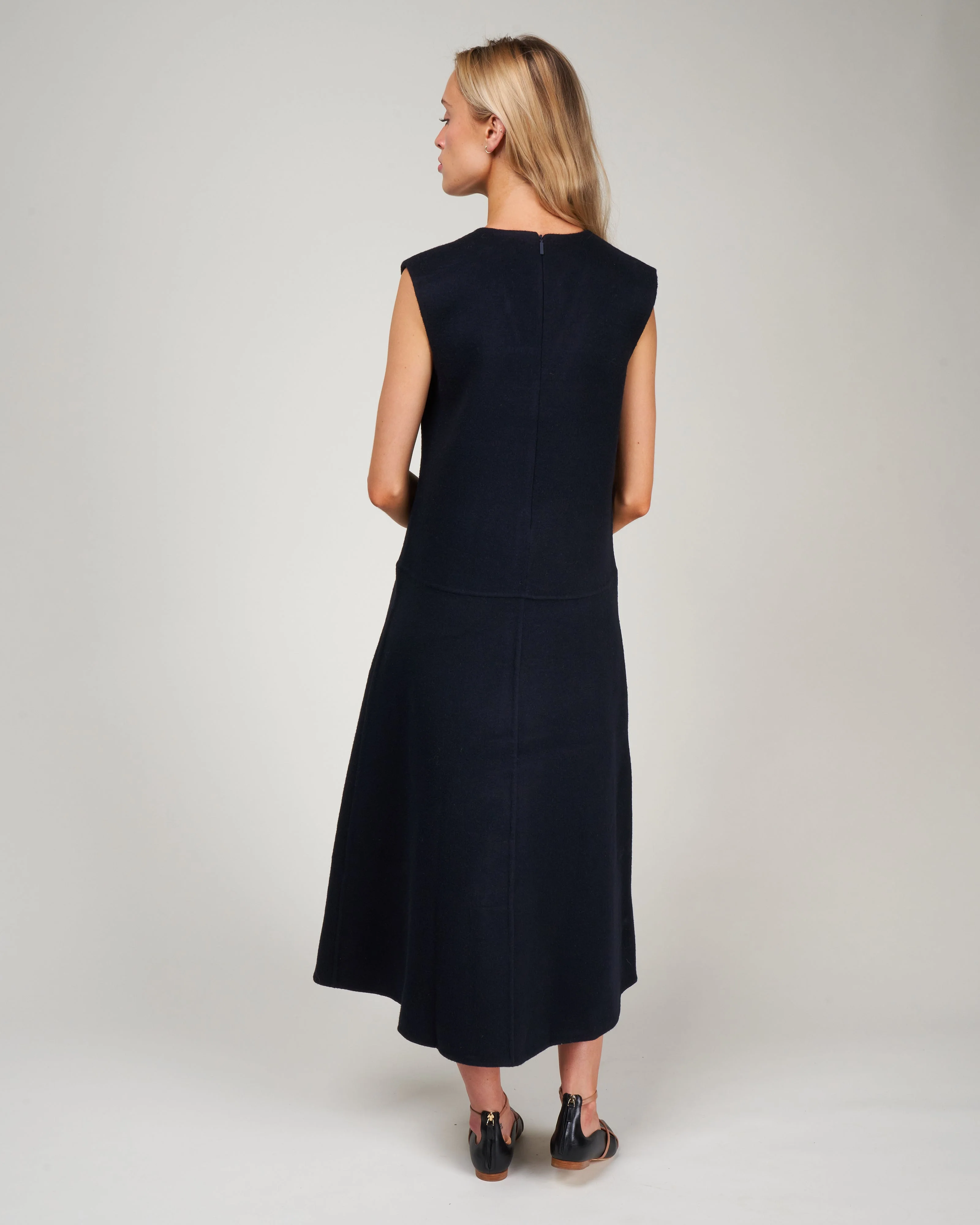 wool angora vneck dress - navy - Image 3