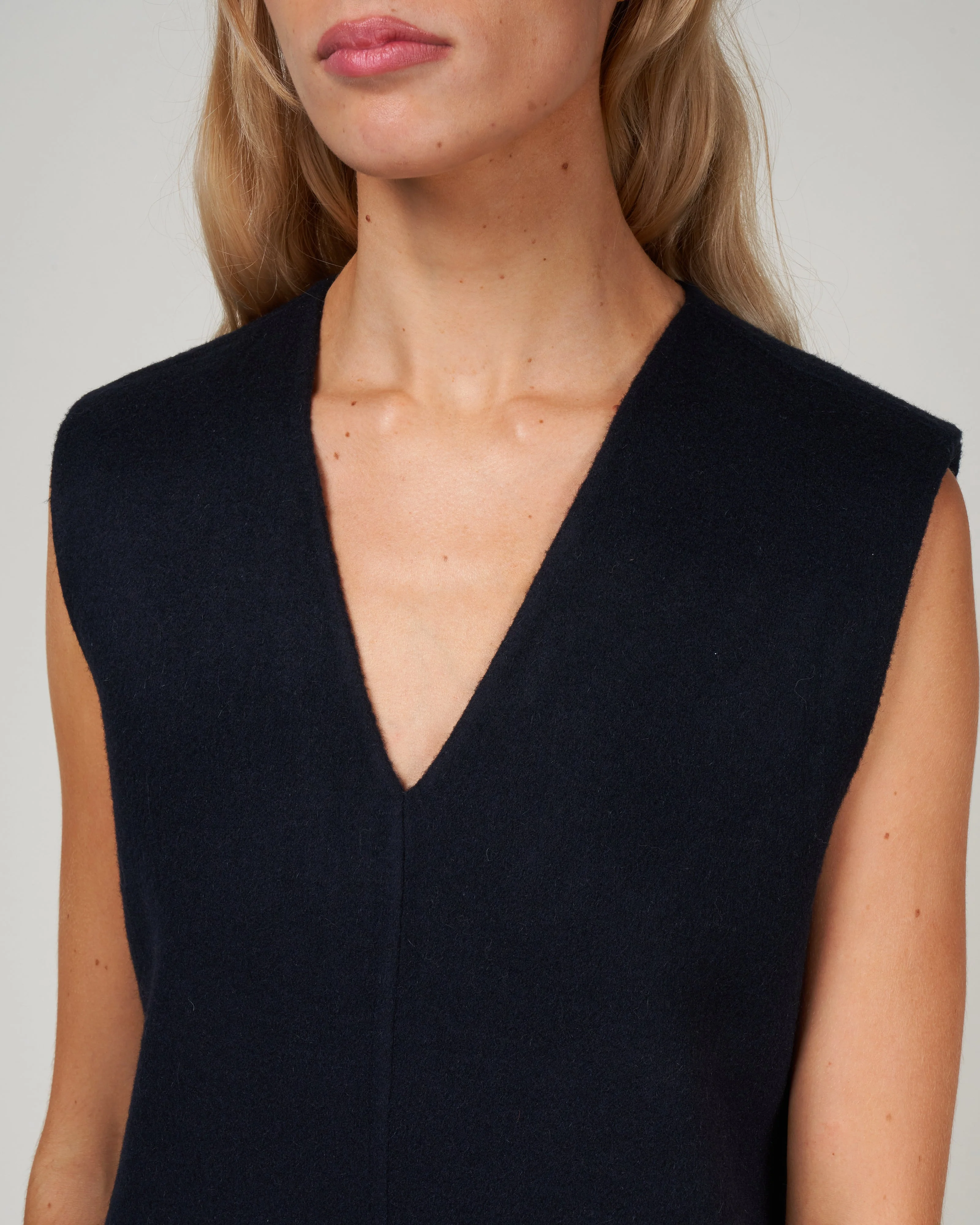 wool angora vneck dress - navy - Image 4