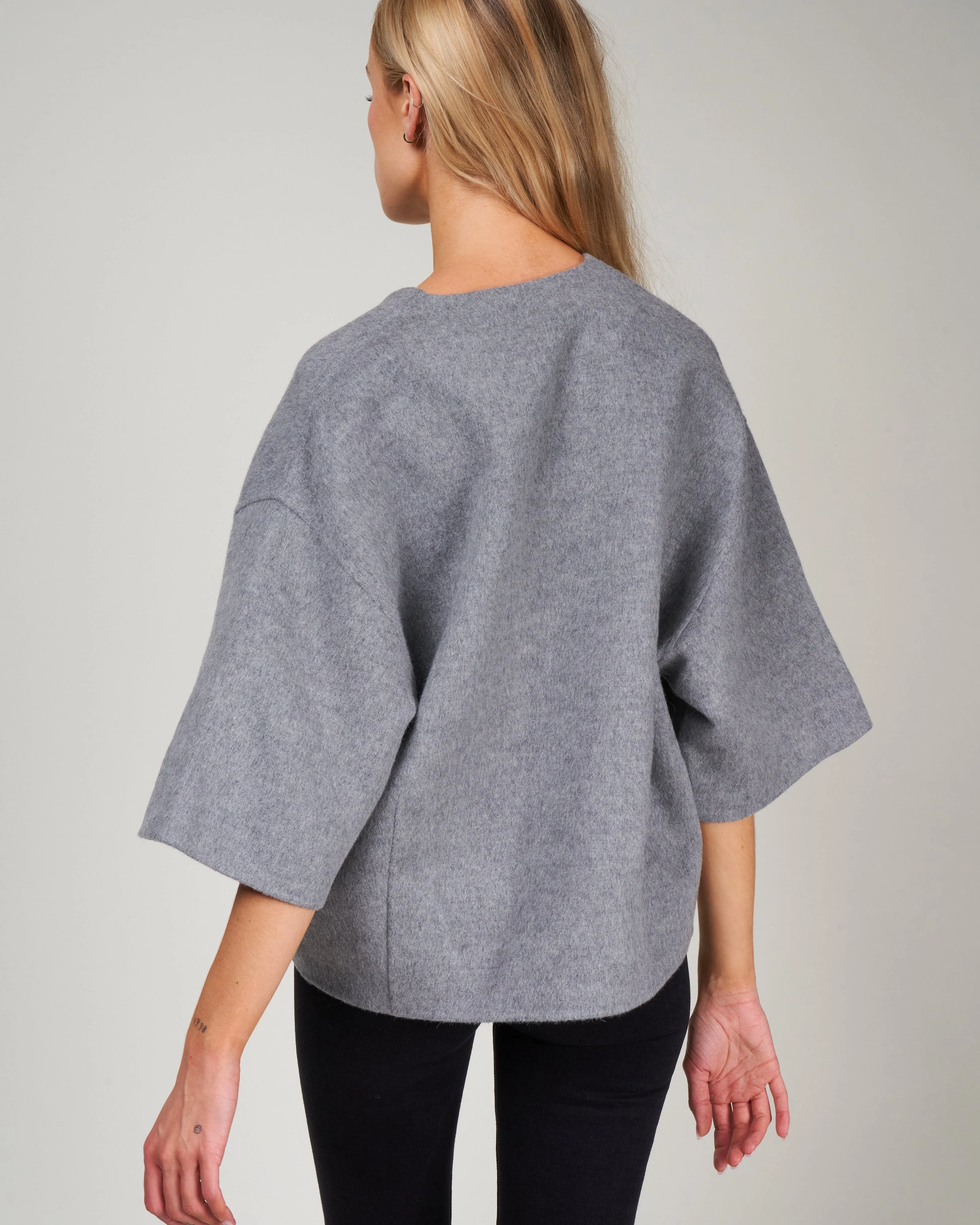 wool angora vneck top - medium heather grey - Image 4
