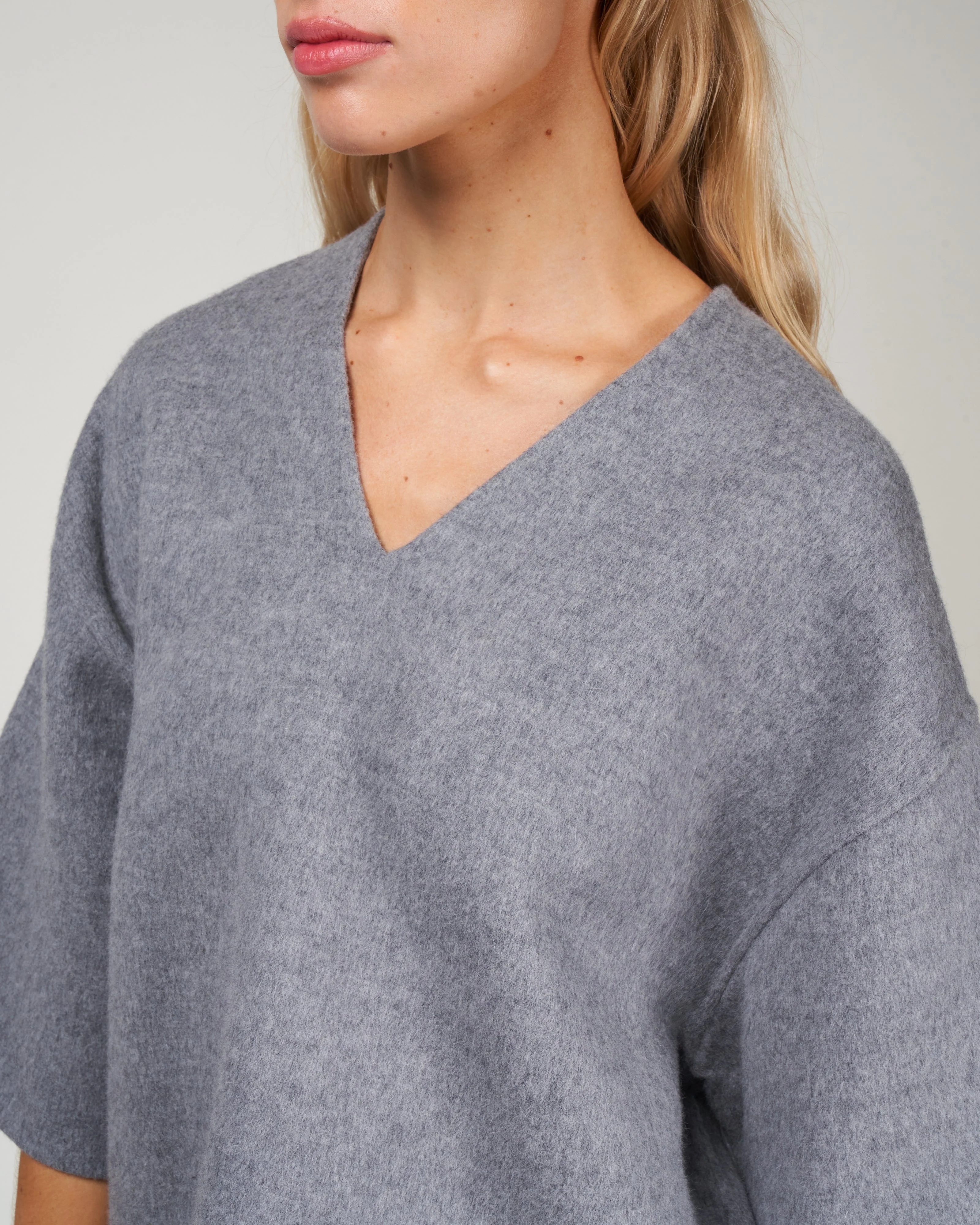 wool angora vneck top - medium heather grey - Image 5