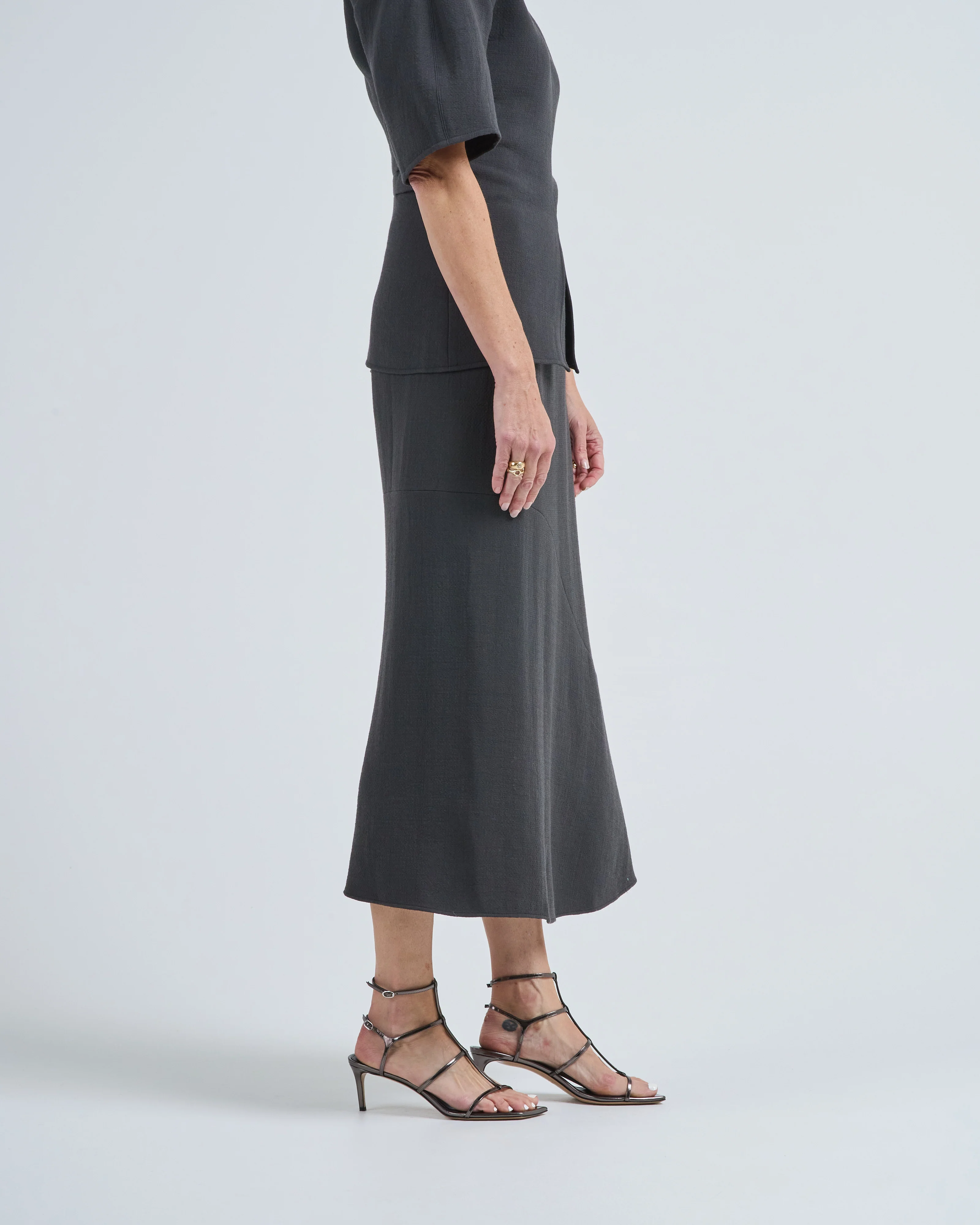 wool crepe marte fluid skirt - Image 3