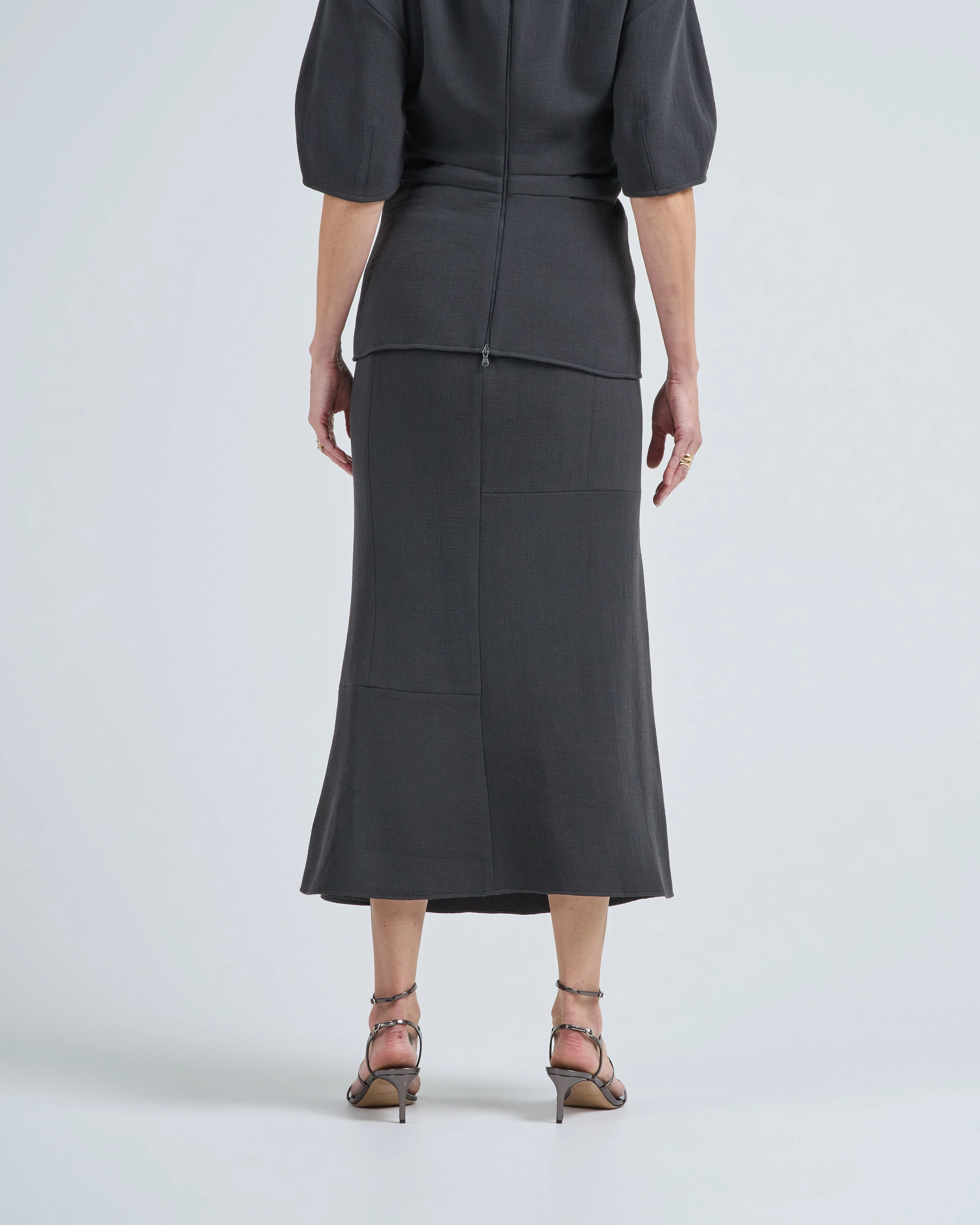 wool crepe marte fluid skirt - Image 4