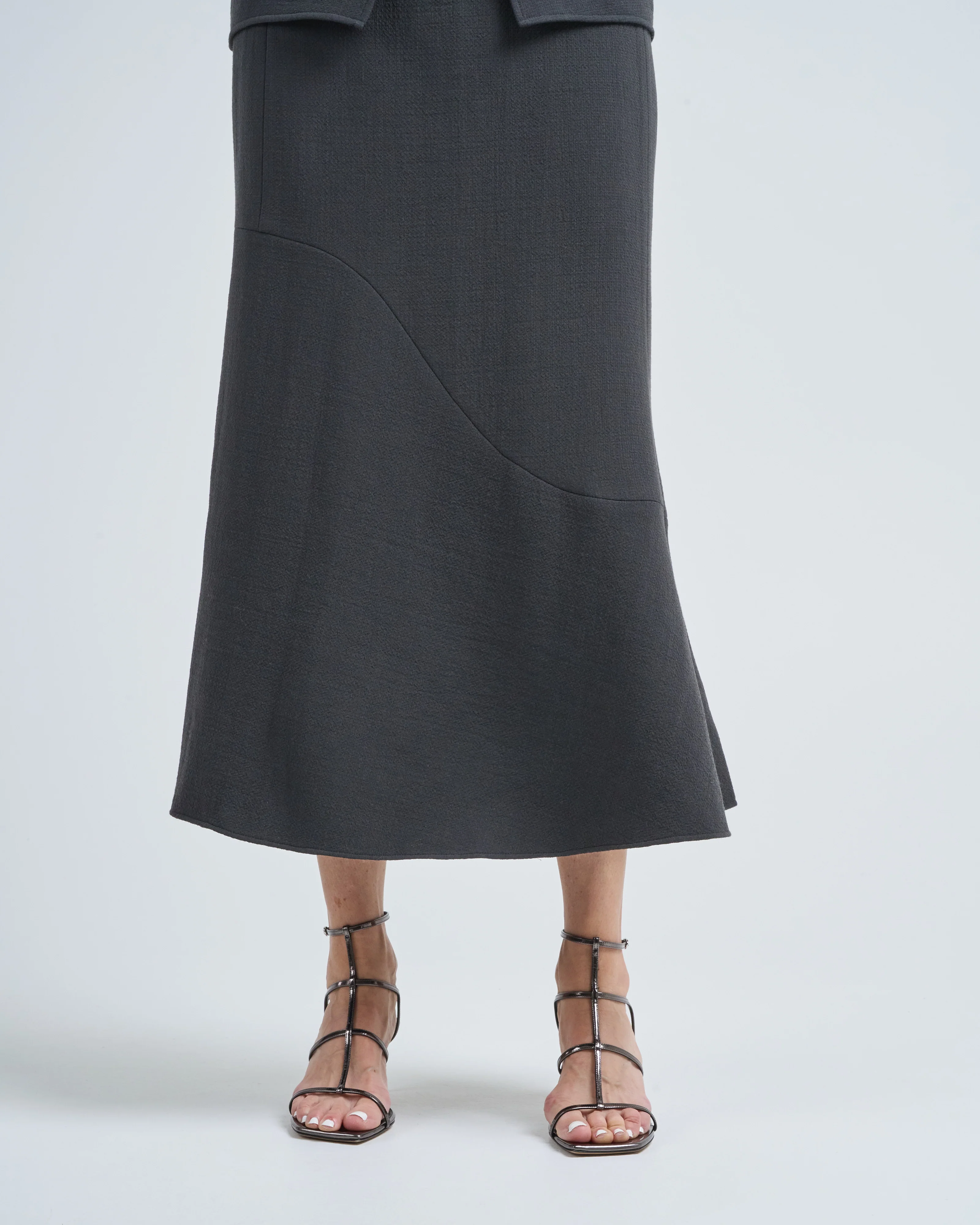 wool crepe marte fluid skirt - Image 5