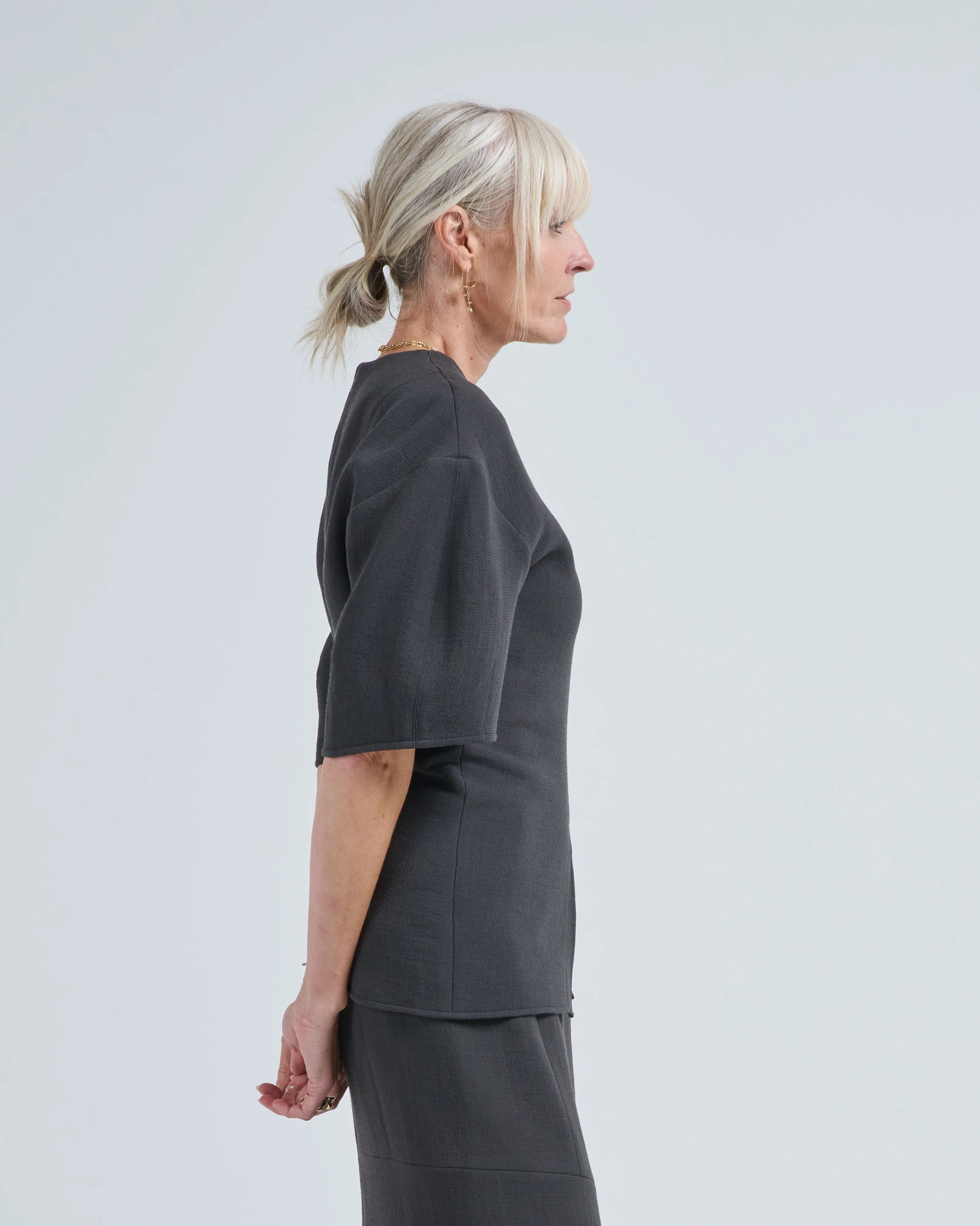 wool crepe slit front t - Image 3