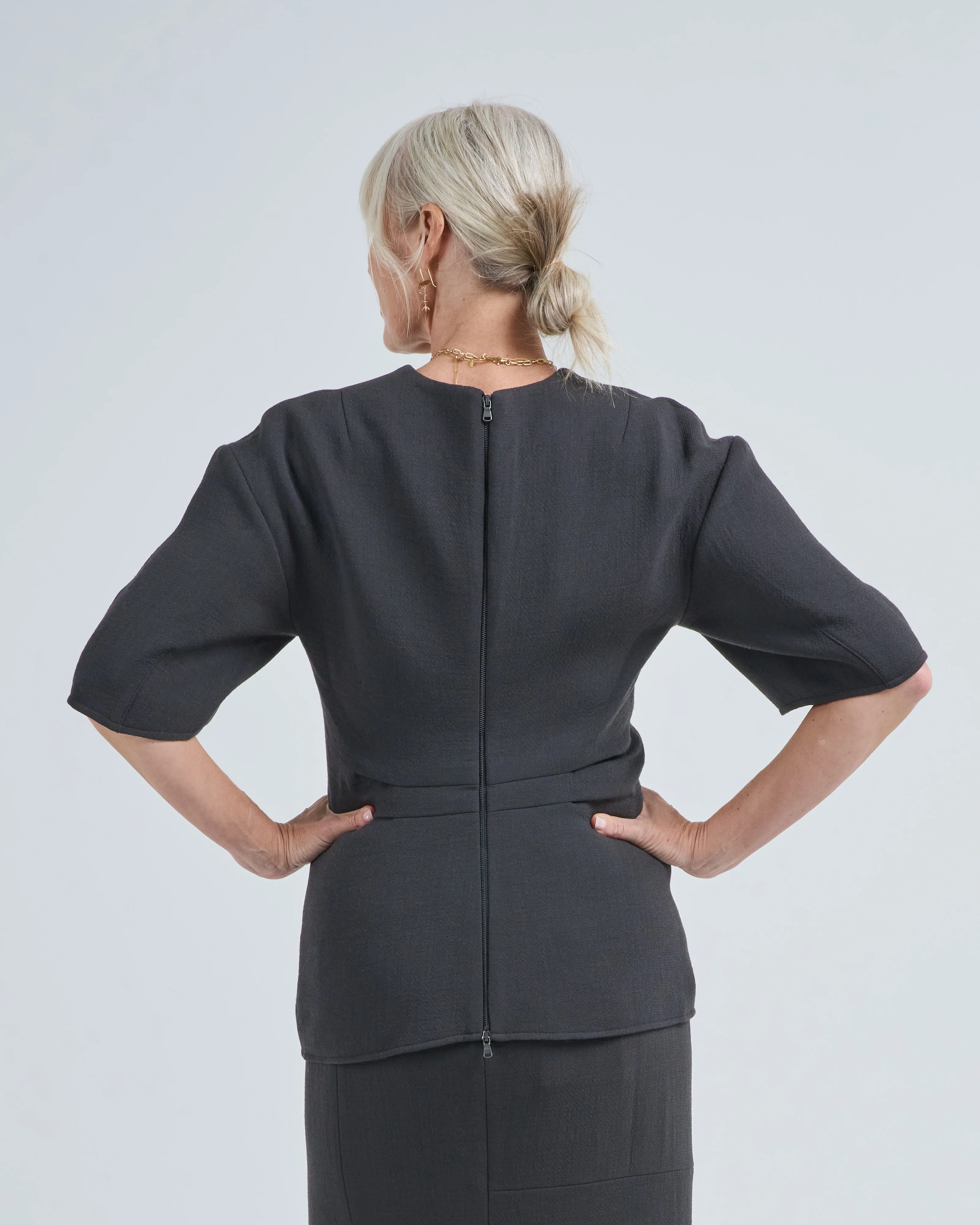 wool crepe slit front t - Image 4