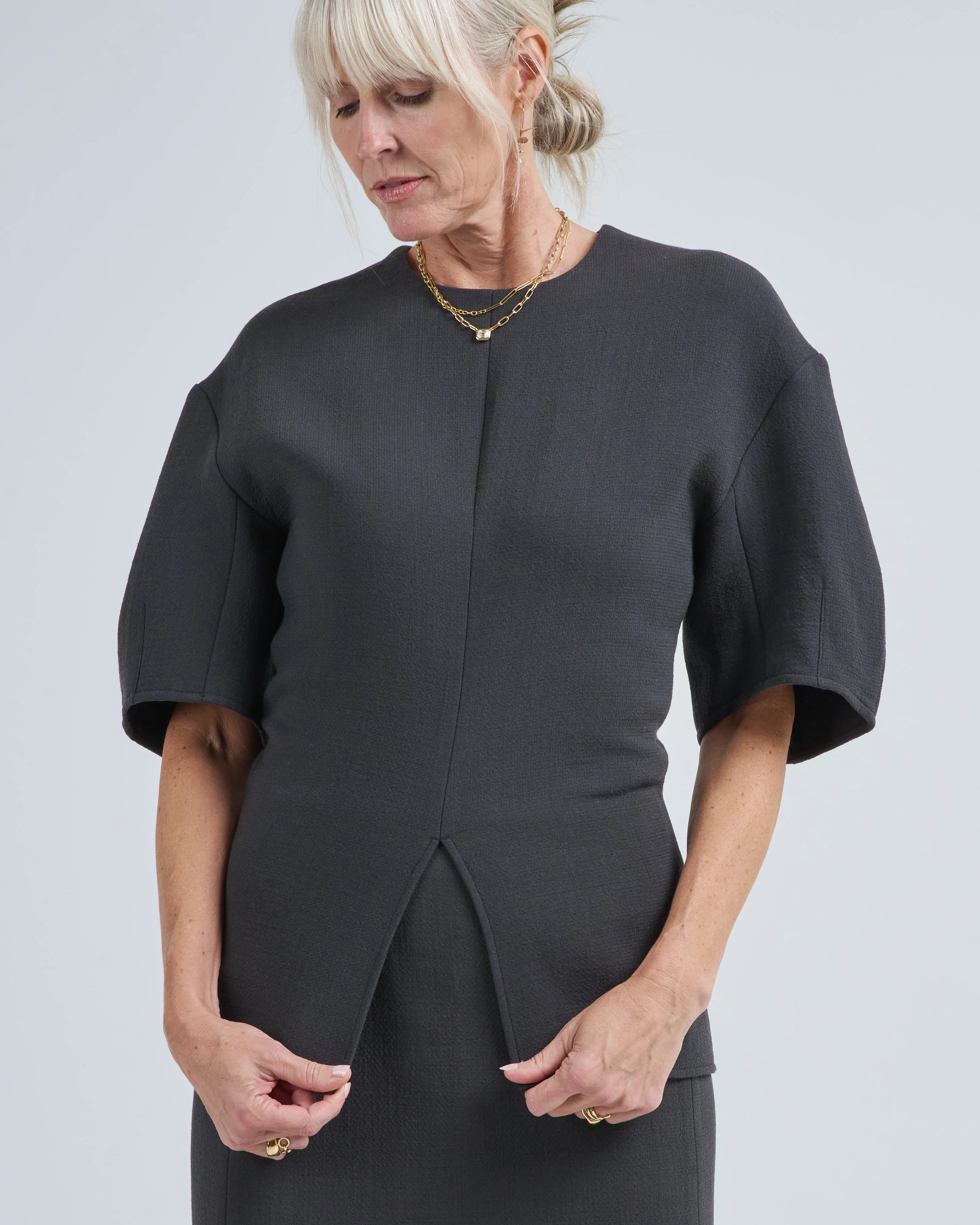 wool crepe slit front t - Image 5
