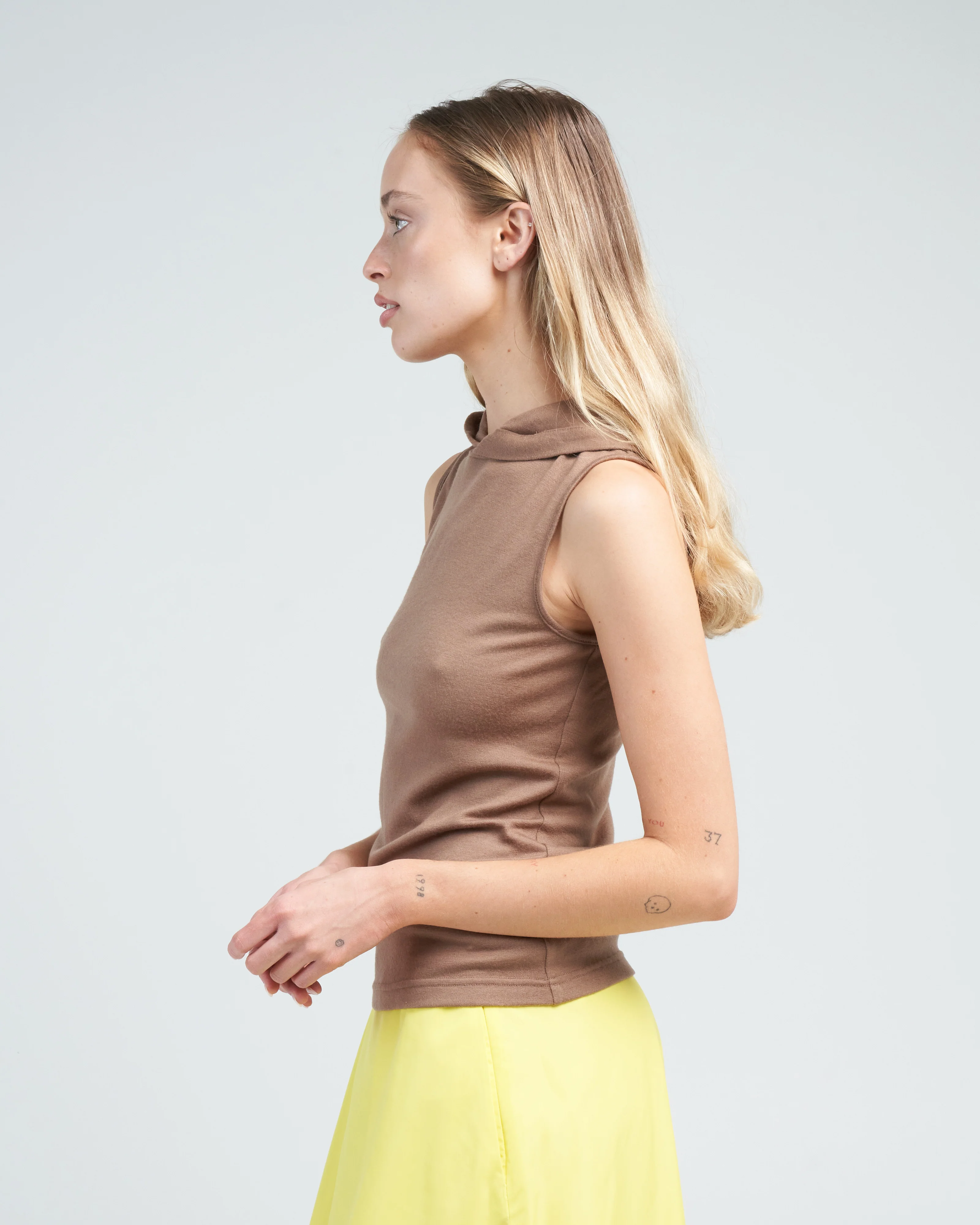 wool jersey hoodie tunic top - sand dune - Image 3