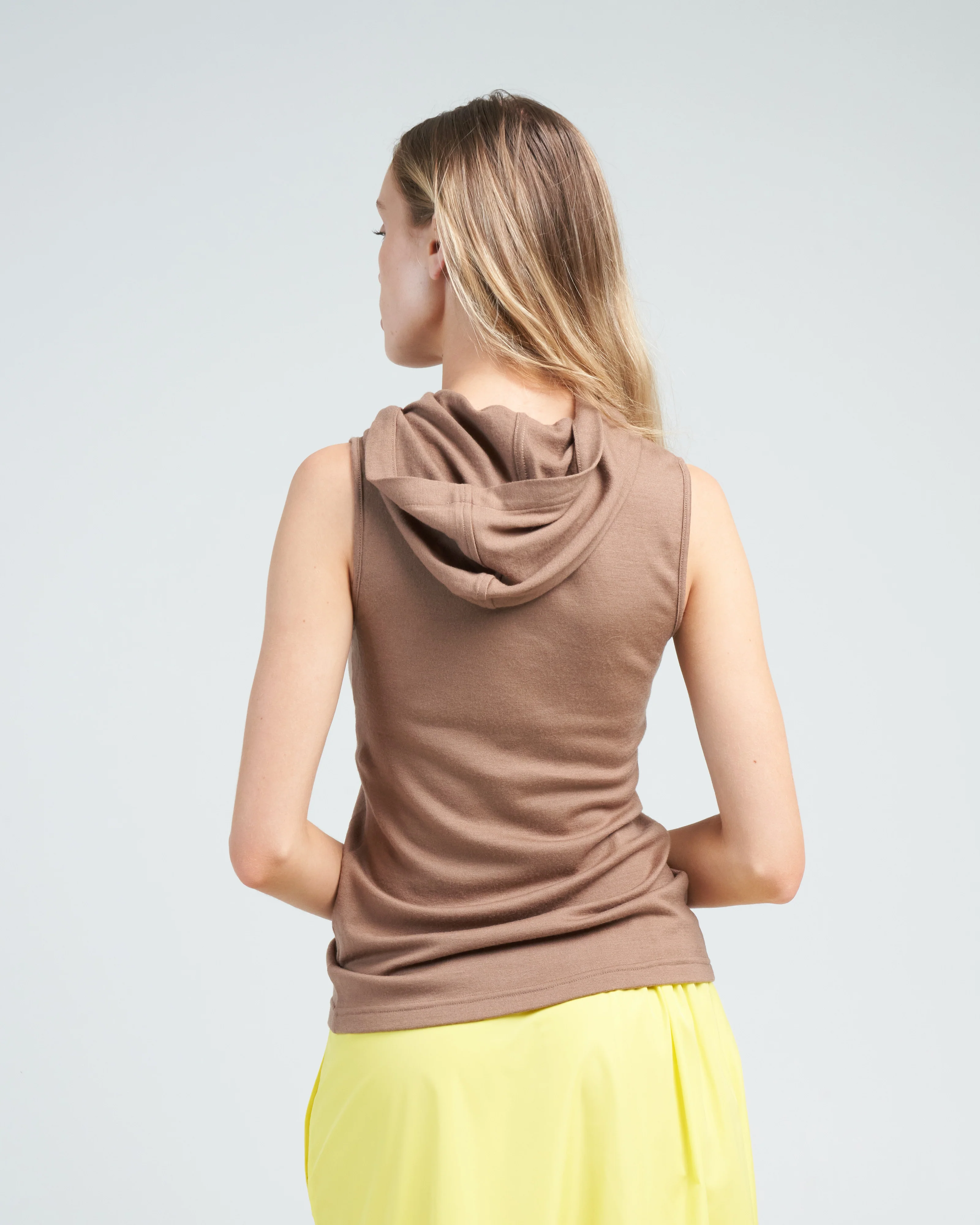 wool jersey hoodie tunic top - sand dune - Image 4