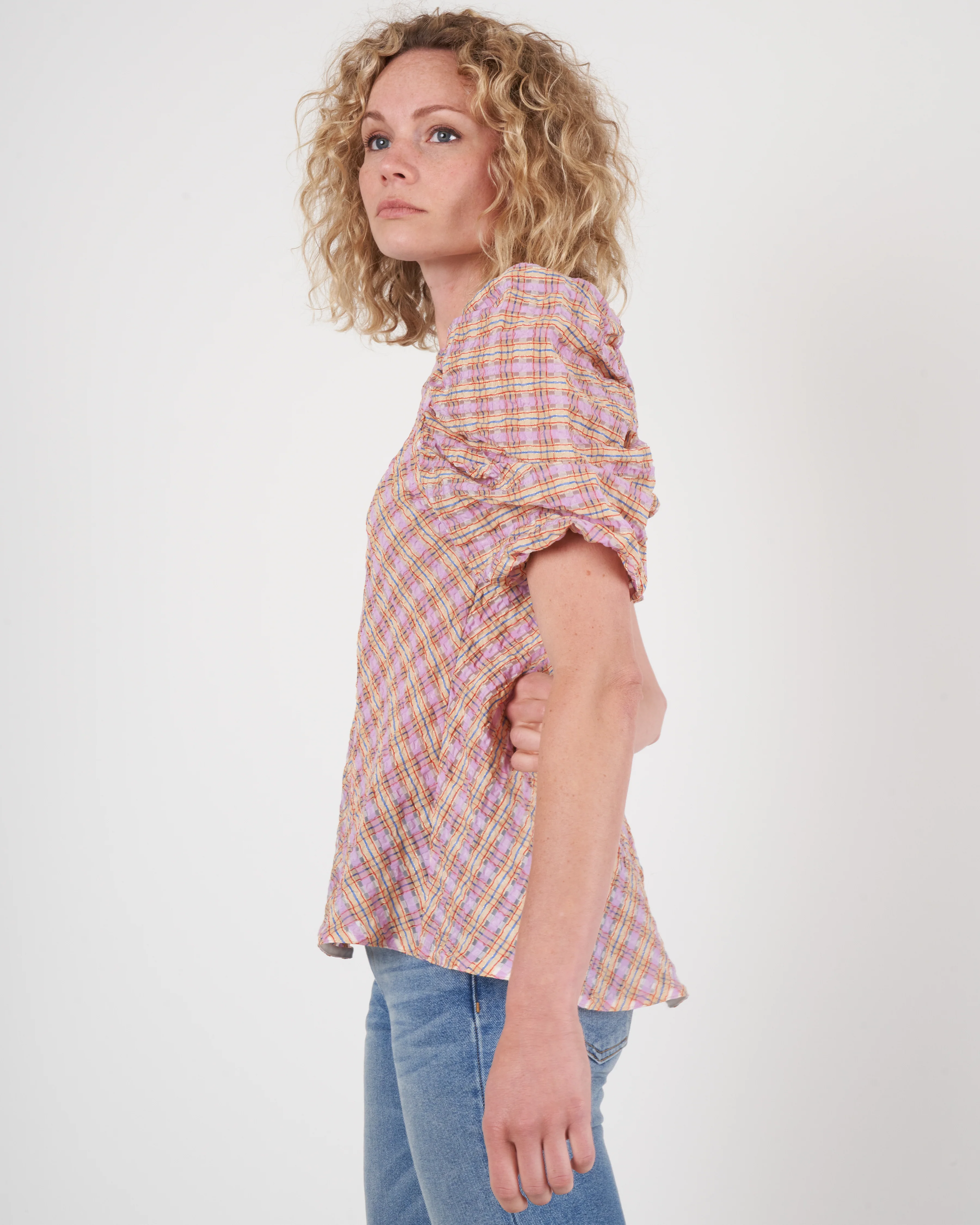 mia top - jacquard organza lavender - Image 2