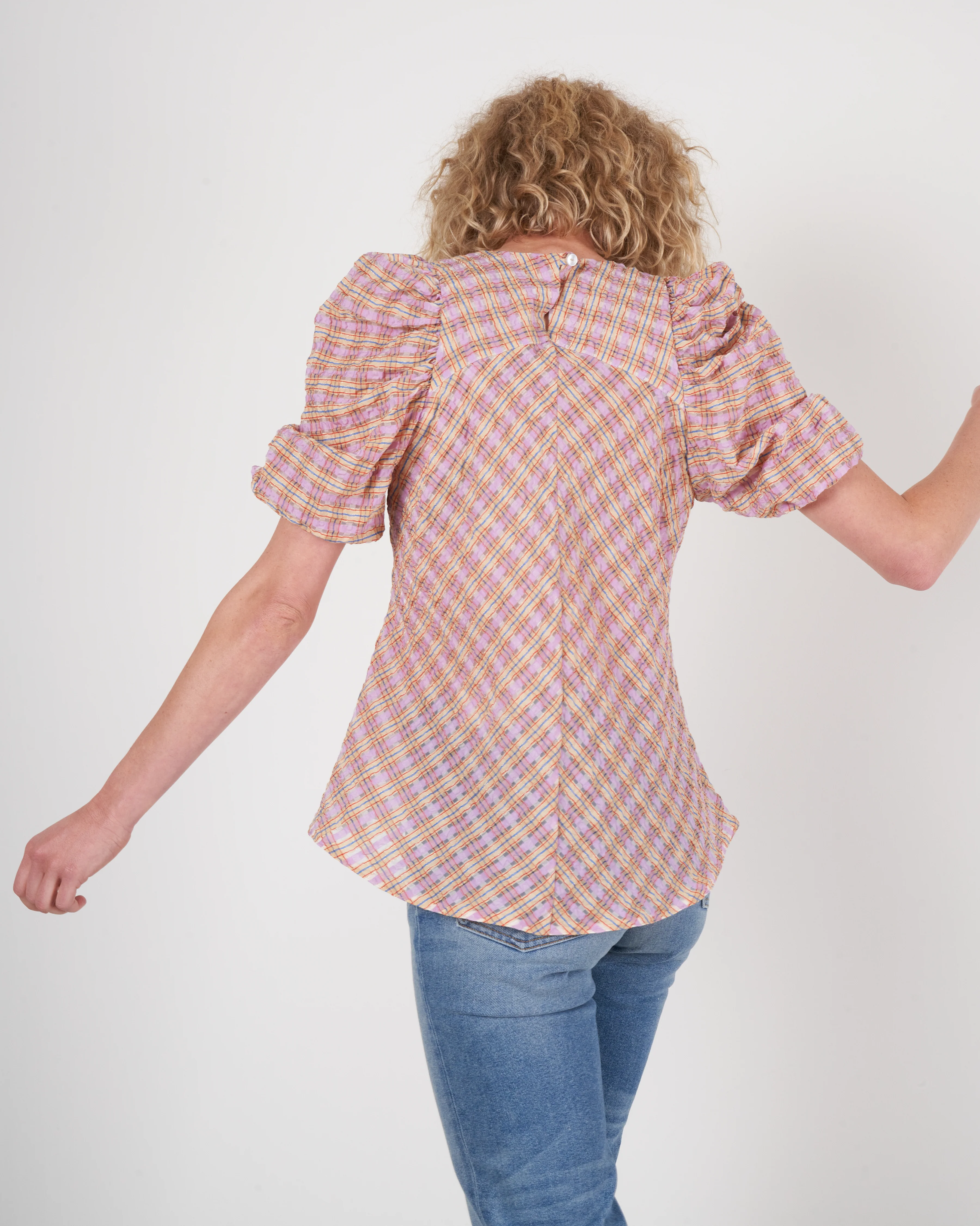 mia top - jacquard organza lavender - Image 3