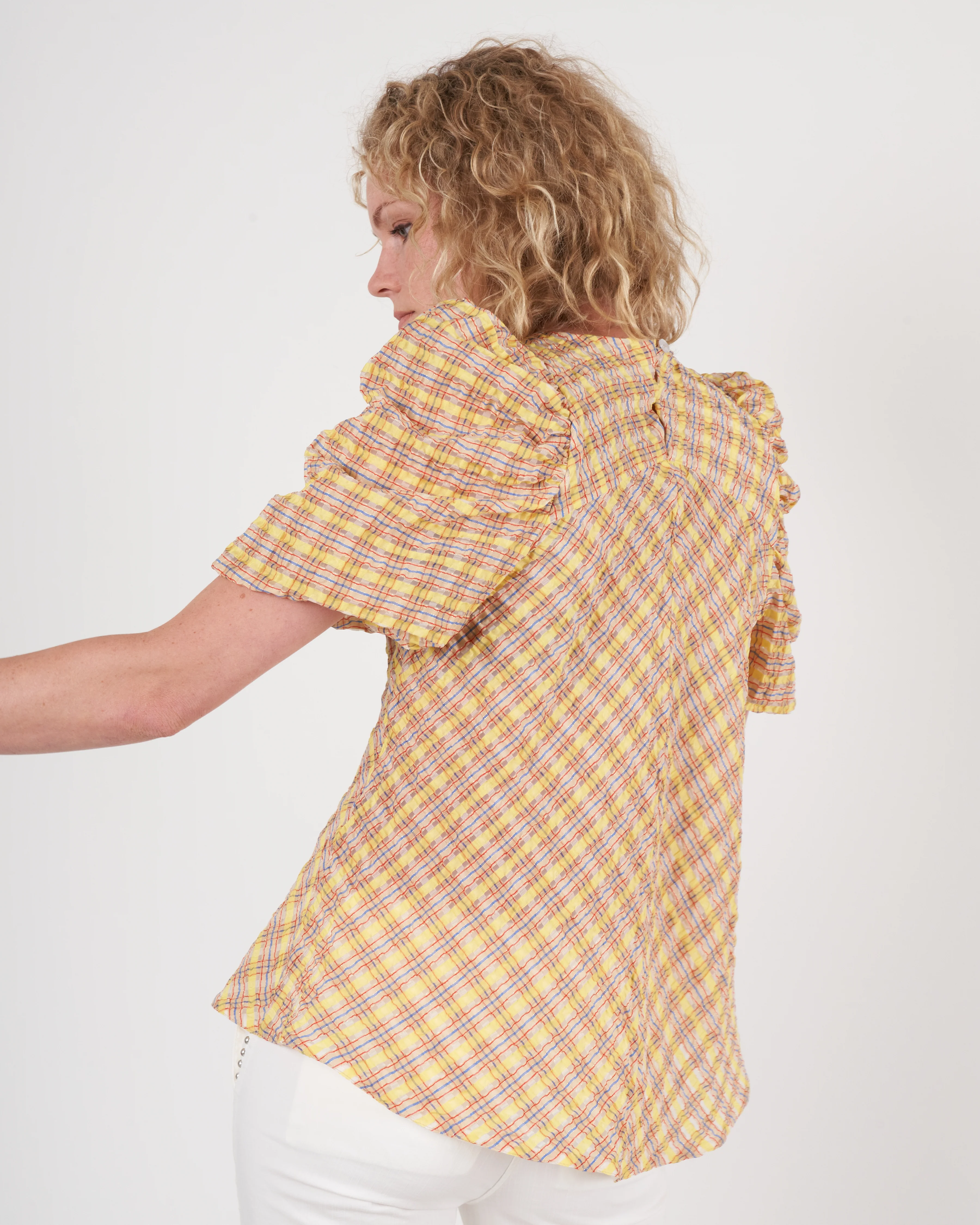 mia top - jacquard organza lemon - Image 3