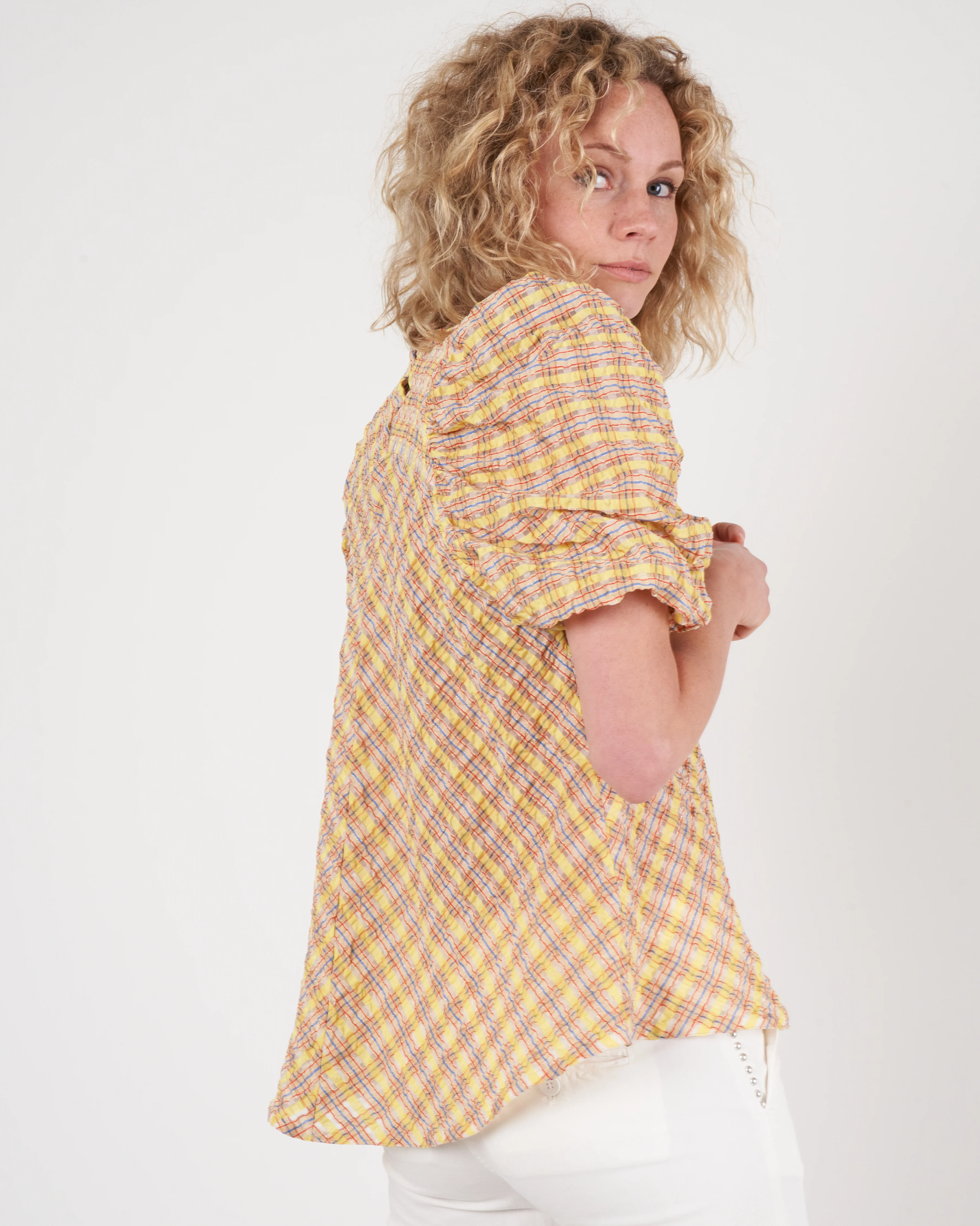 mia top - jacquard organza lemon - Image 4