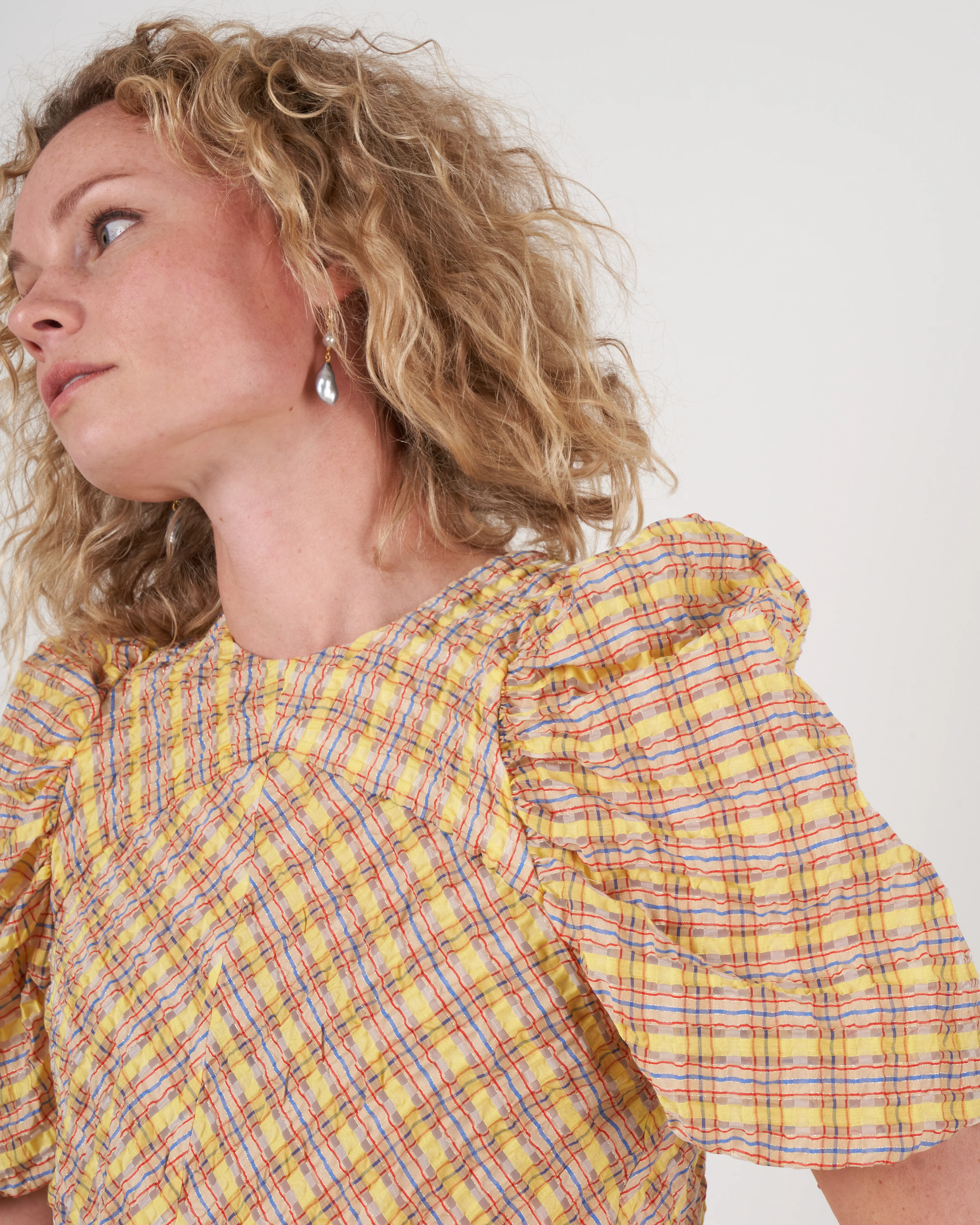 mia top - jacquard organza lemon - Image 5
