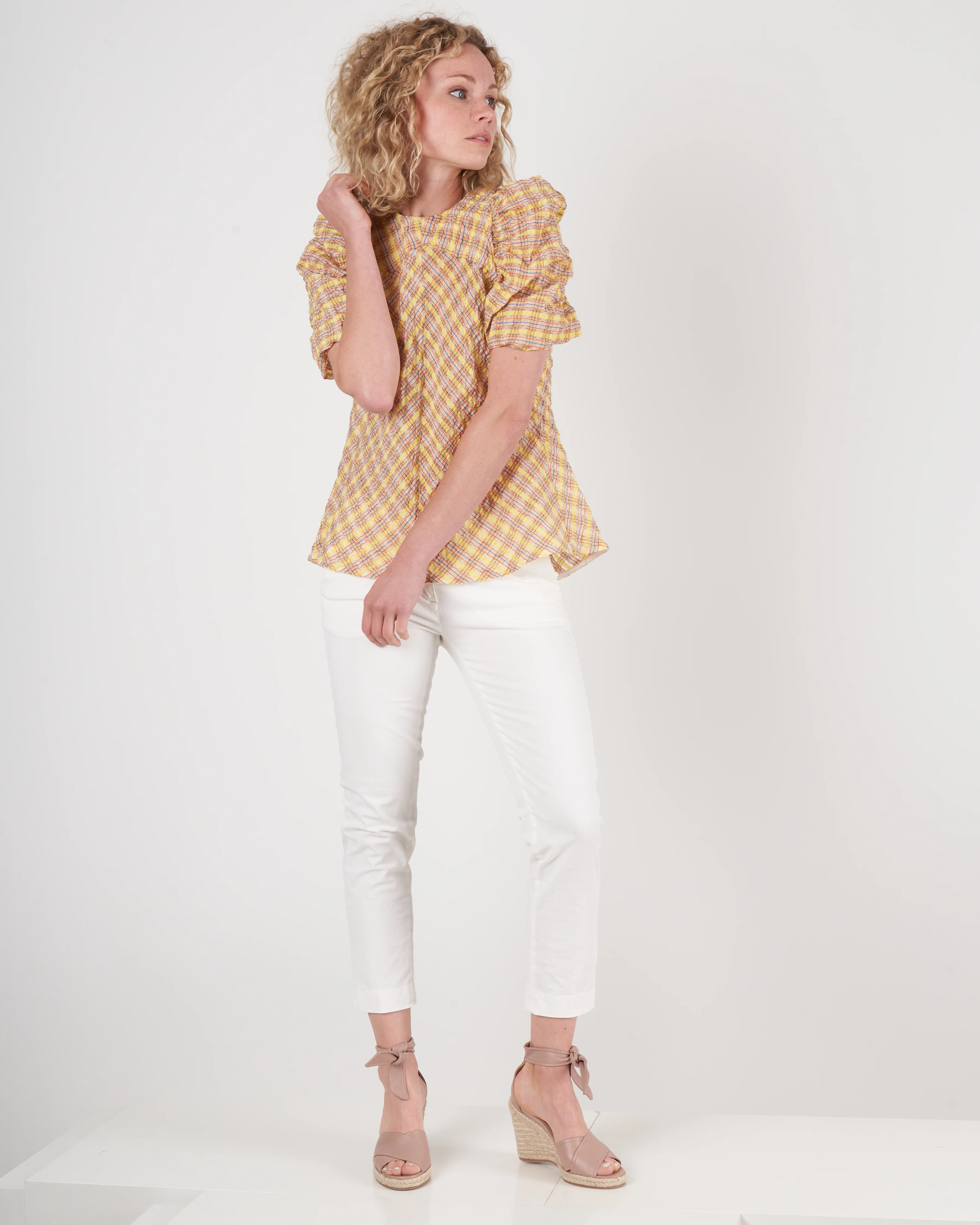 mia top - jacquard organza lemon - Image 6
