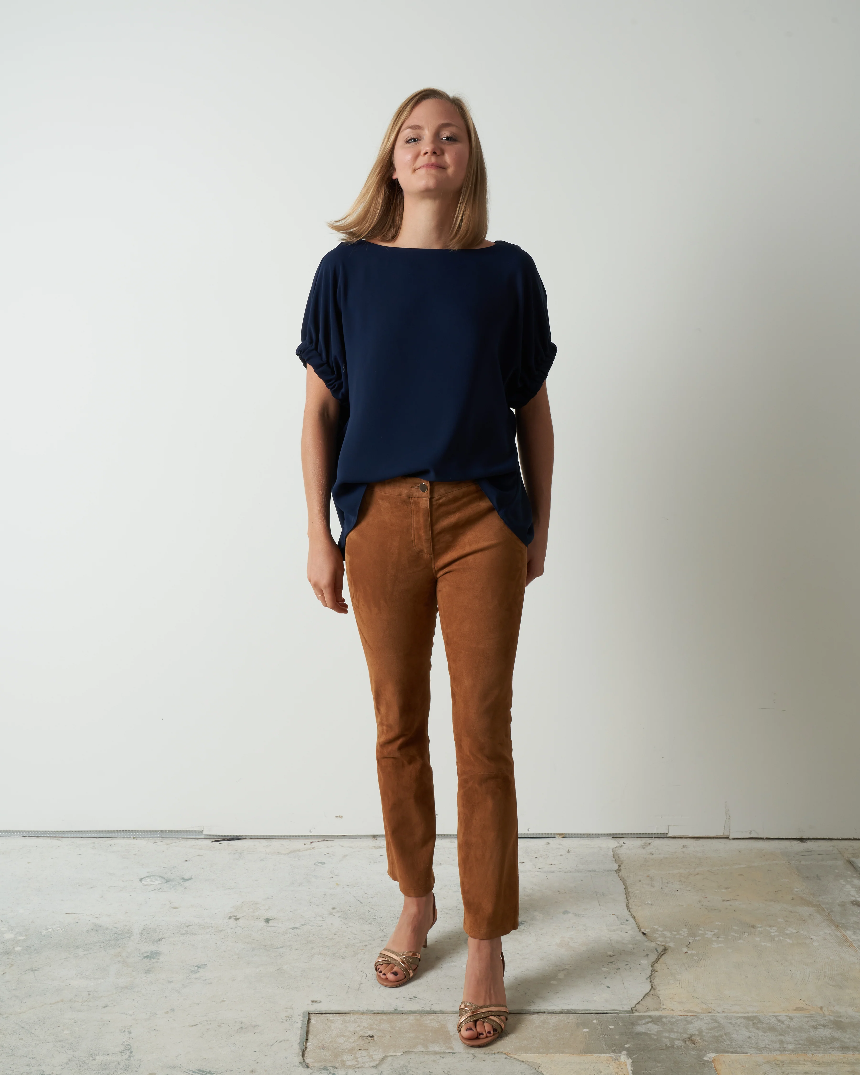 satin top - navy - Image 2