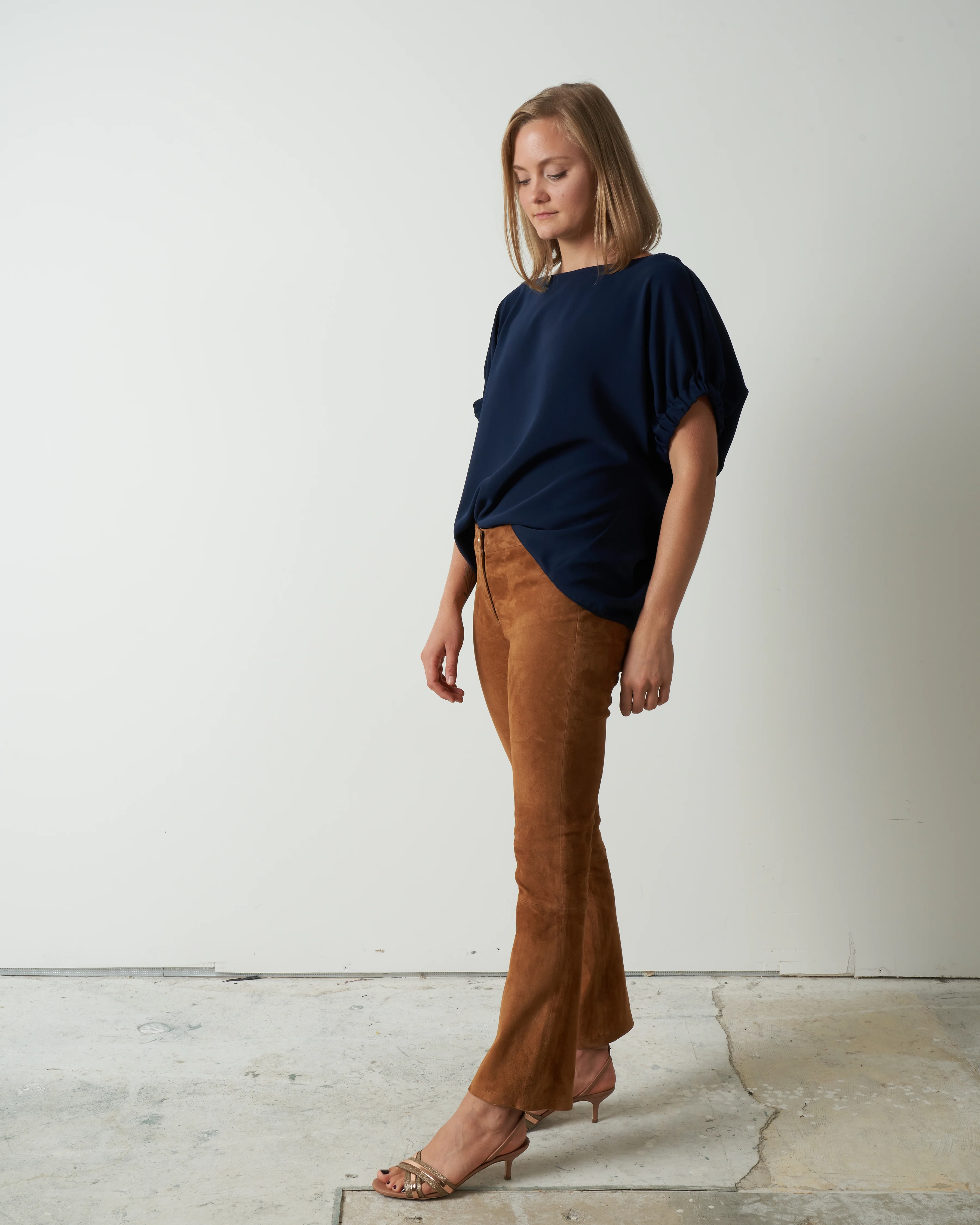 satin top - navy - Image 3