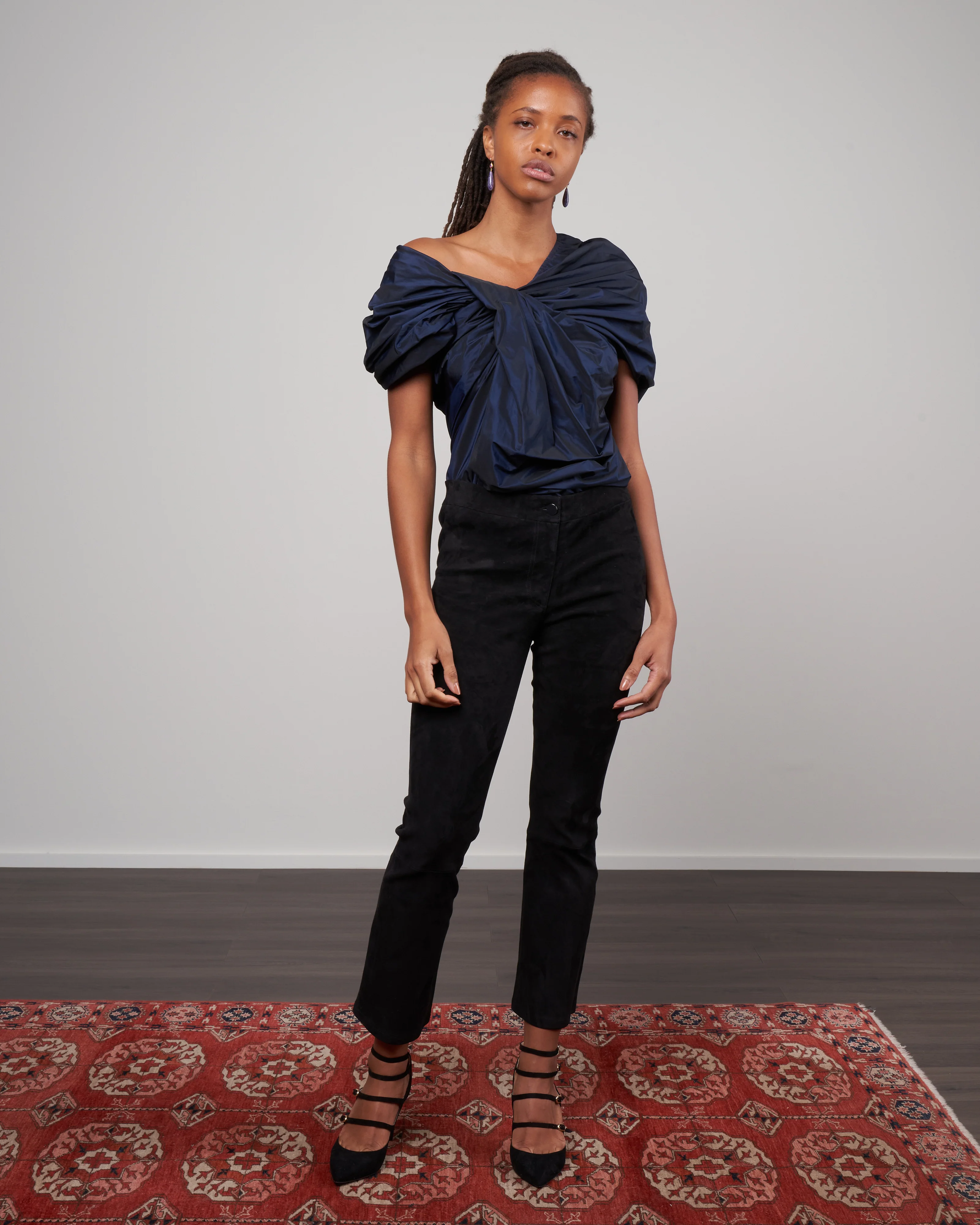 sheridan taffeta top - navy - Image 2