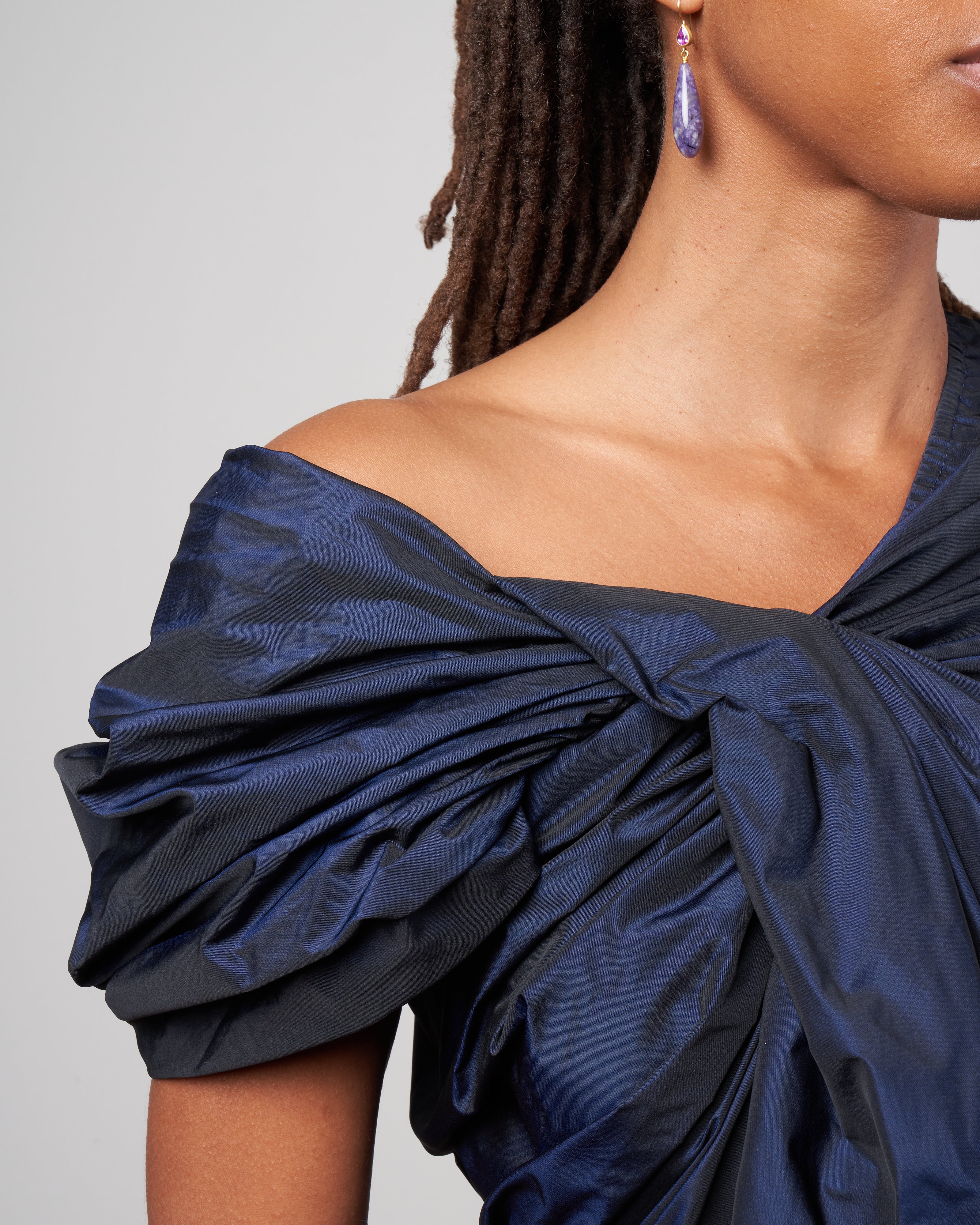 sheridan taffeta top - navy - Image 5