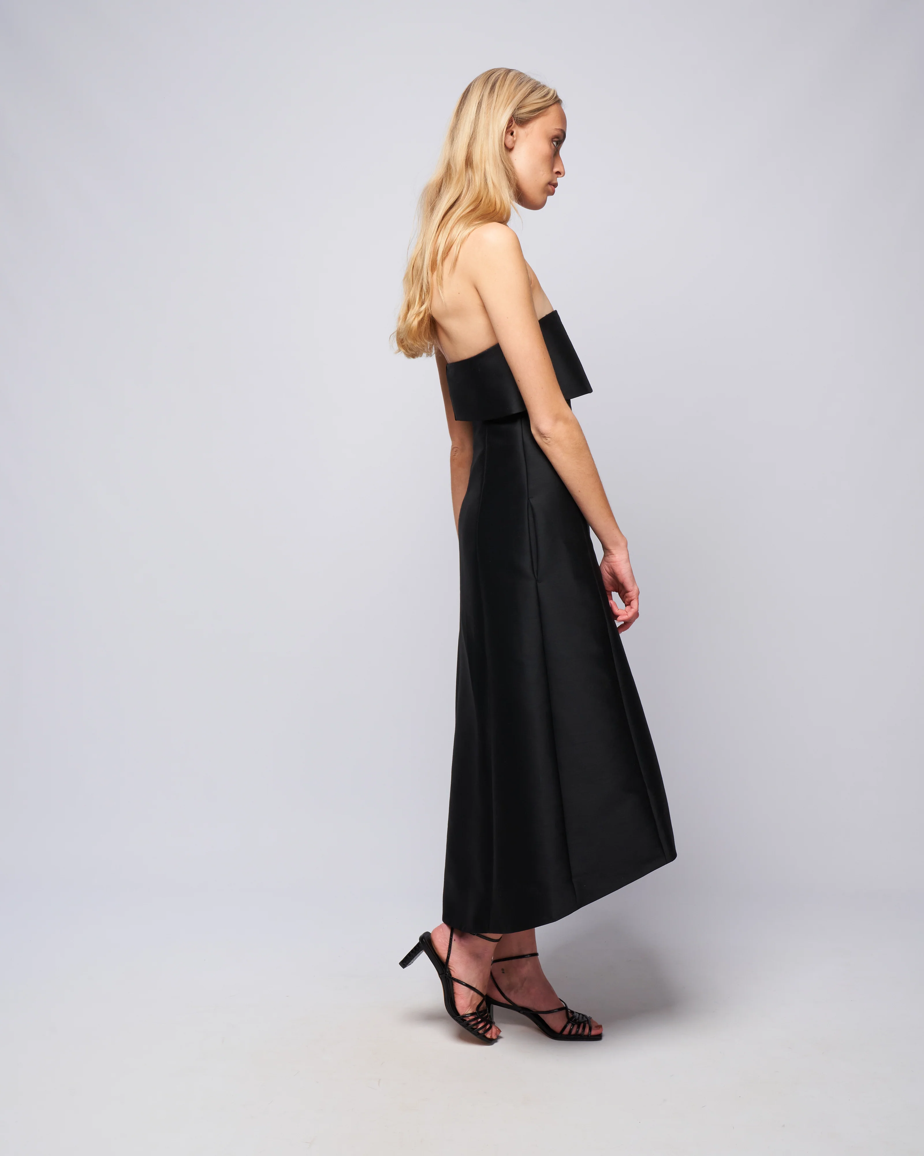 a-line wool cotton dress - black - Image 3
