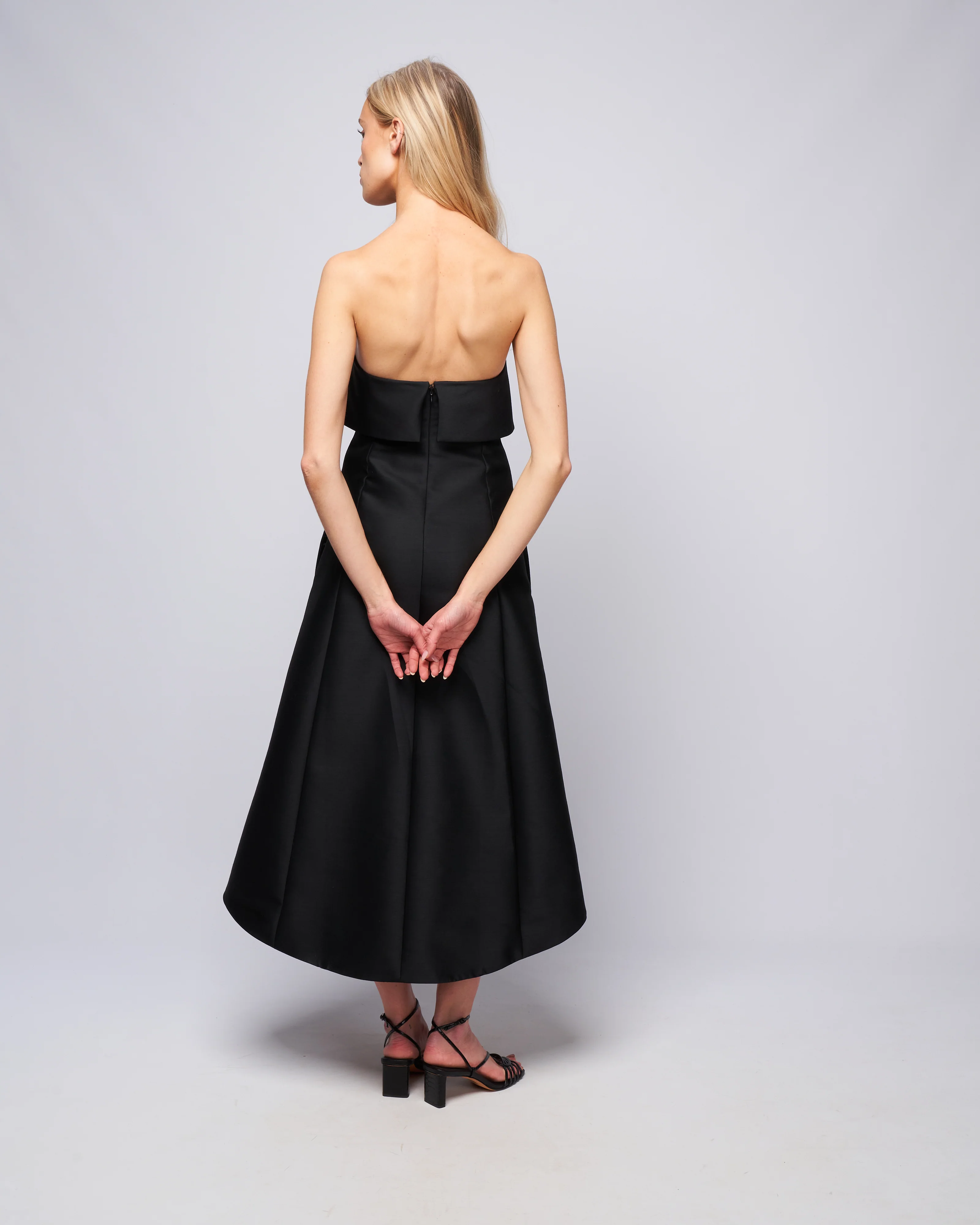 a-line wool cotton dress - black - Image 4