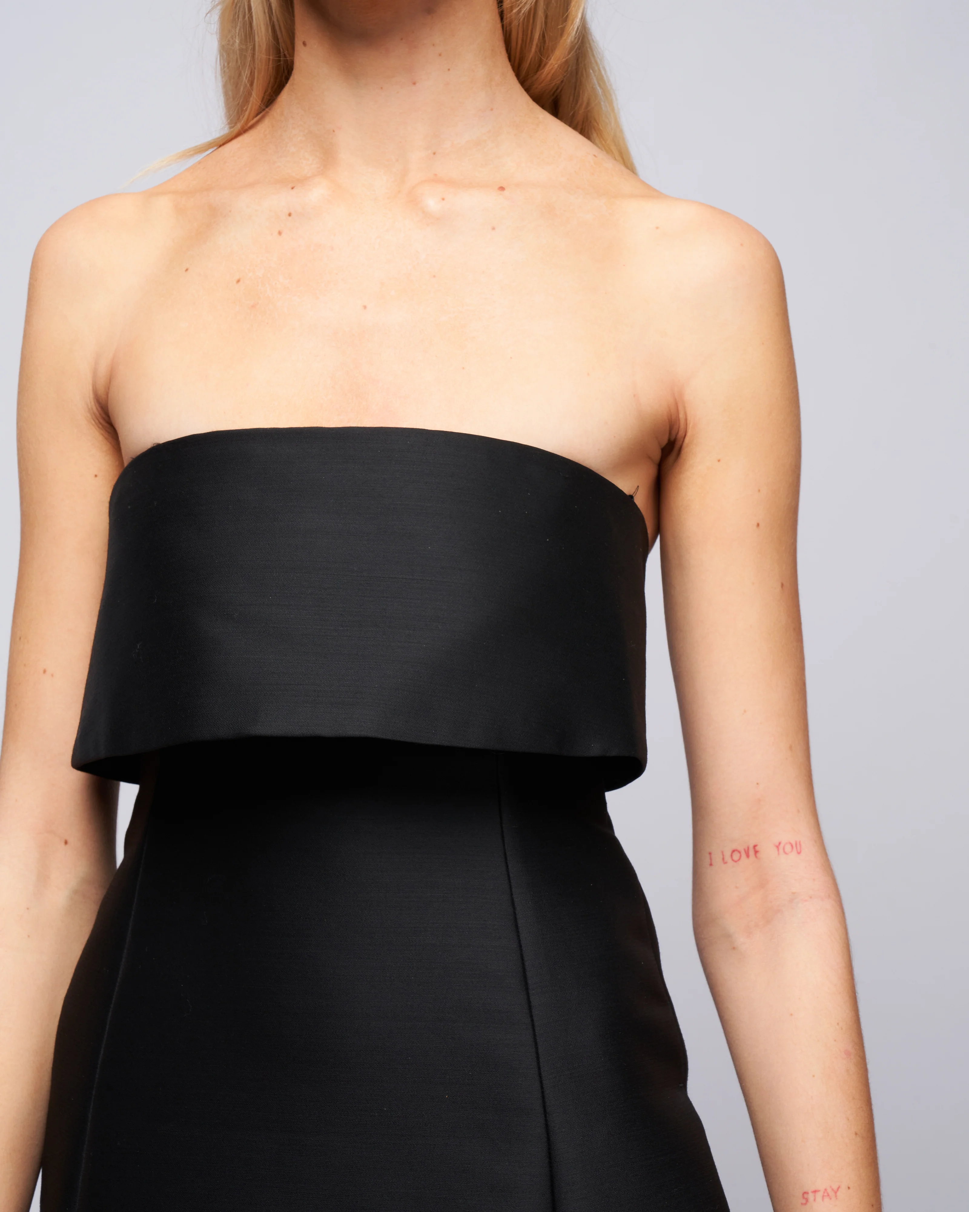 a-line wool cotton dress - black - Image 5