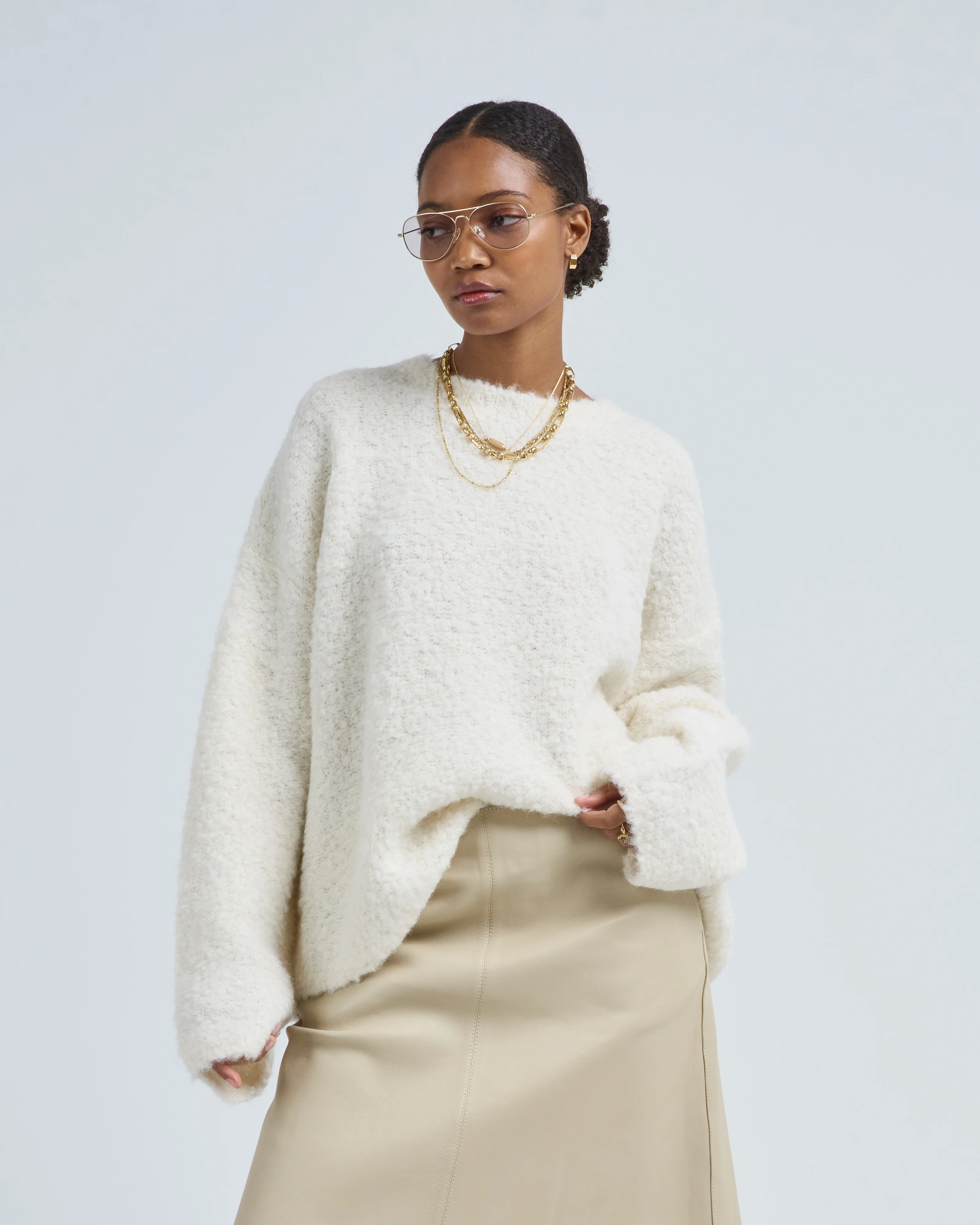 boxy boucle knit