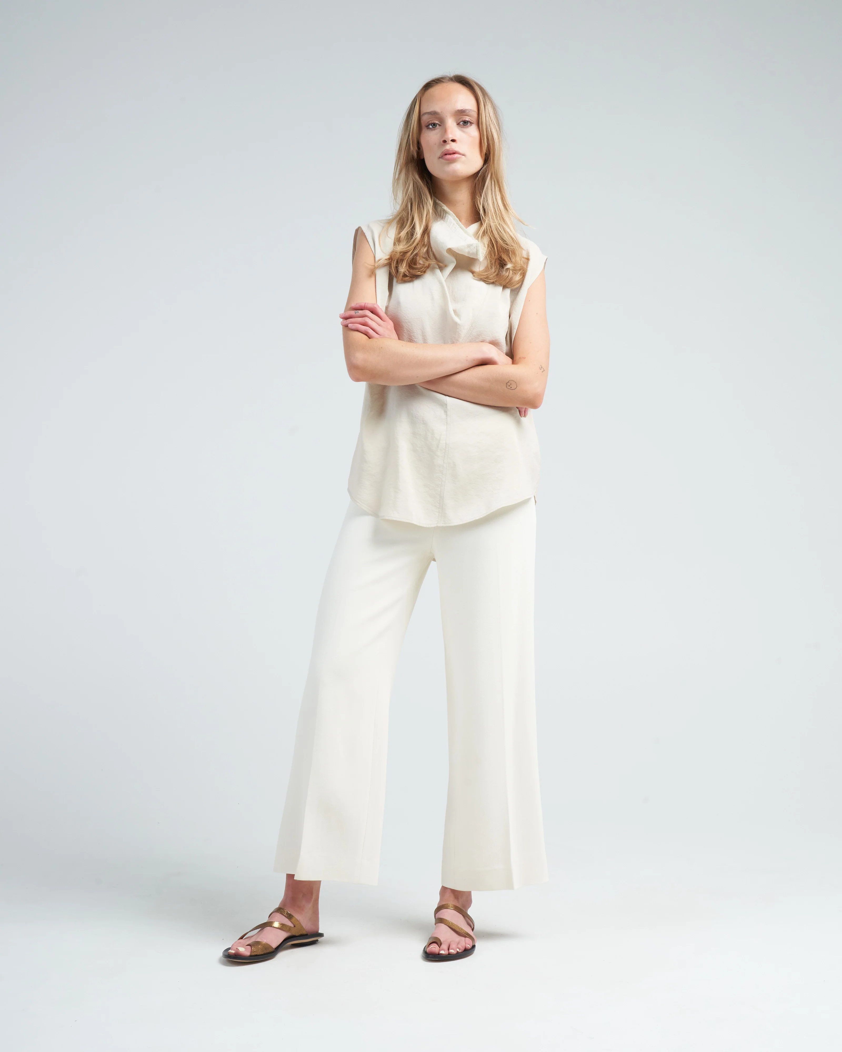 clean wide trousers - macadamia - Image 2