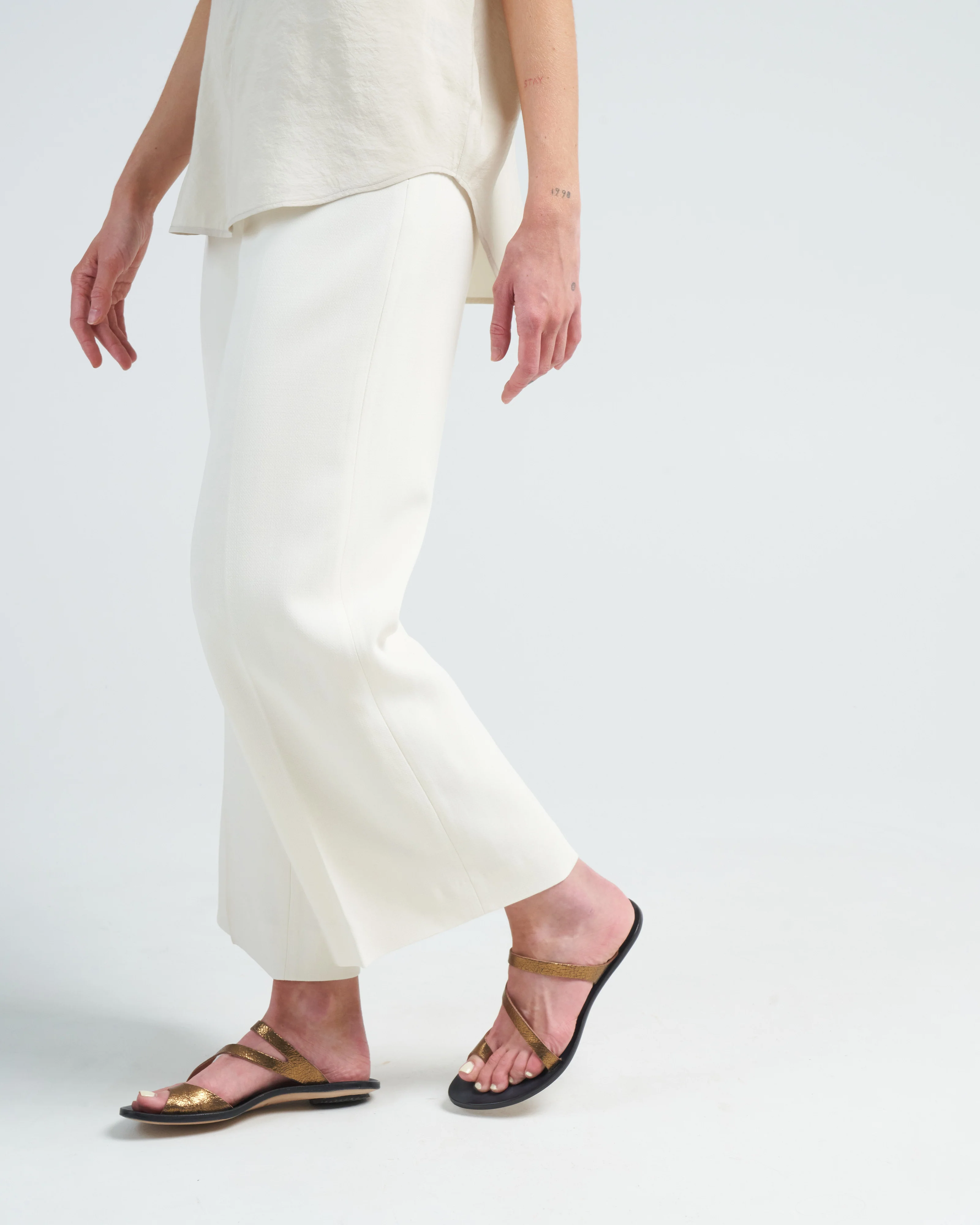 clean wide trousers - macadamia - Image 3