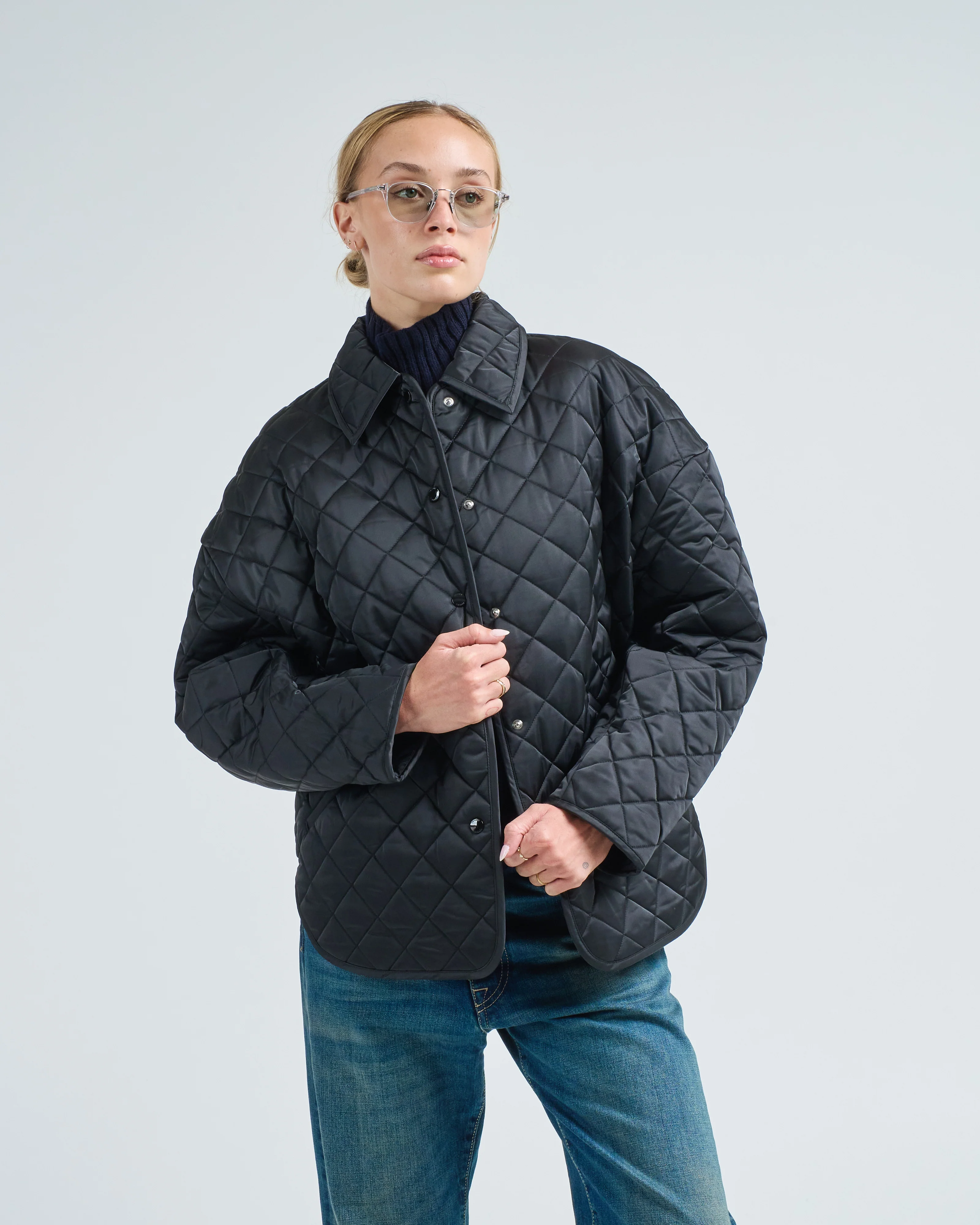 collared quilted jacket