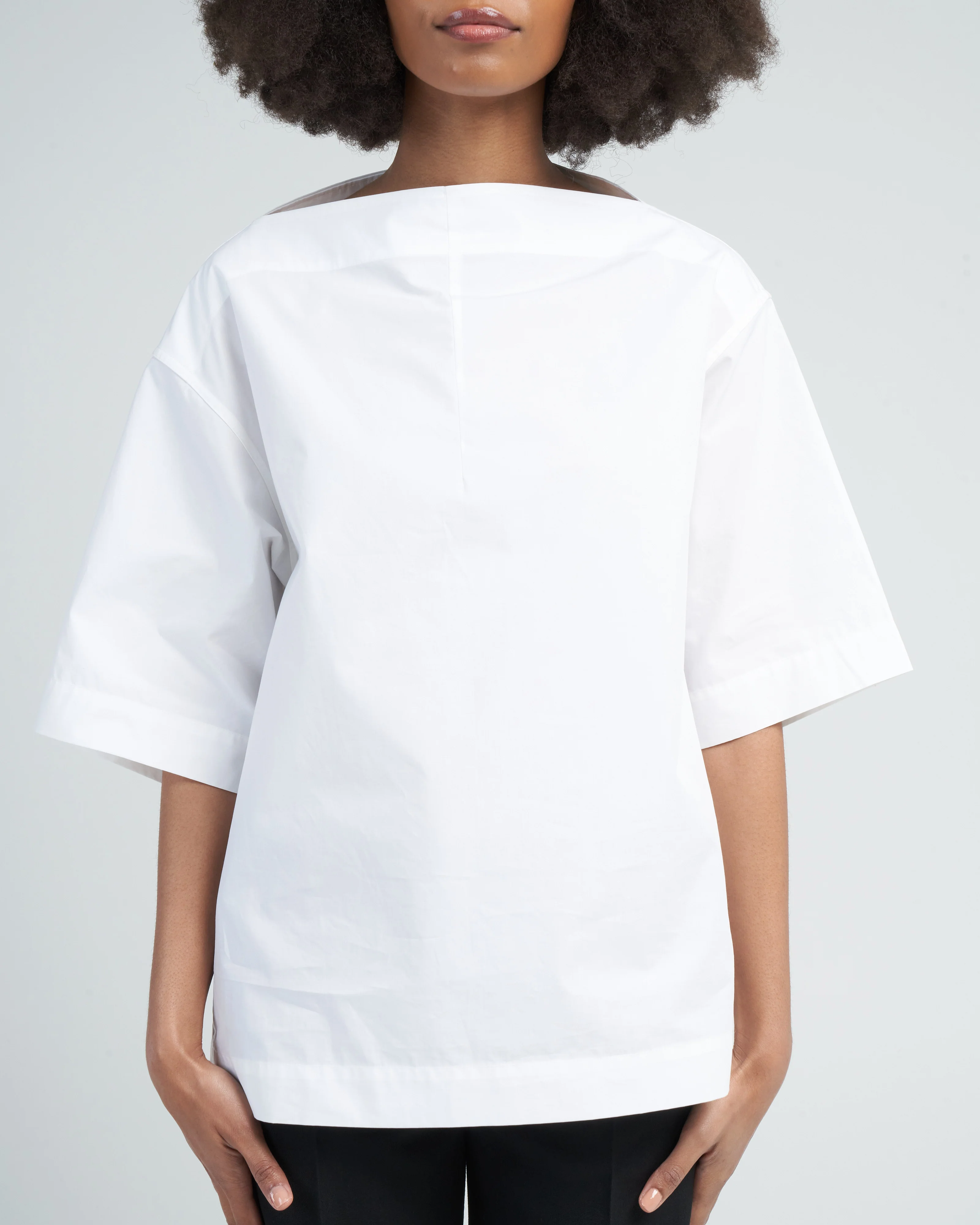 dart neck cotton top - white - Image 5