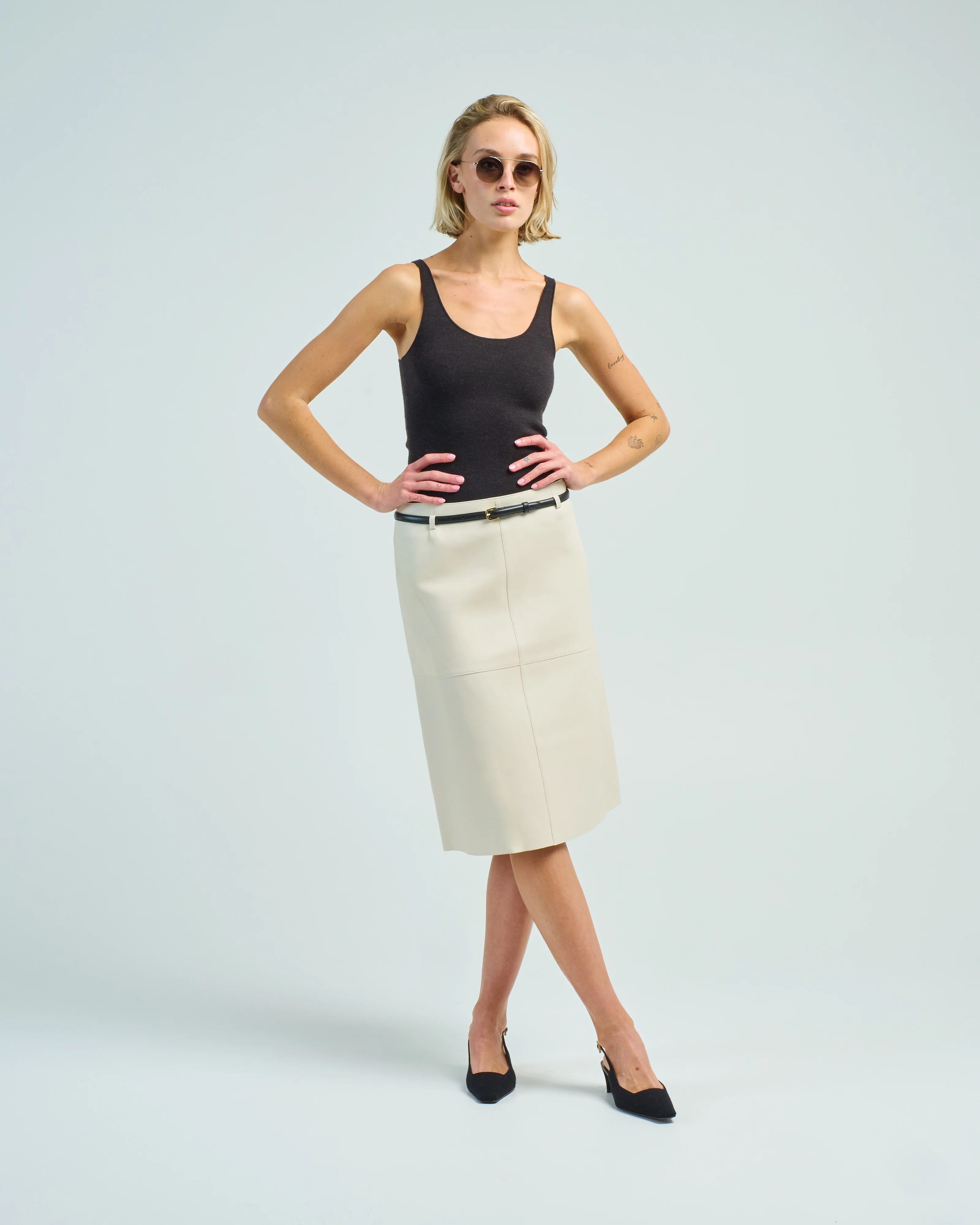 double leather skirt - Image 2