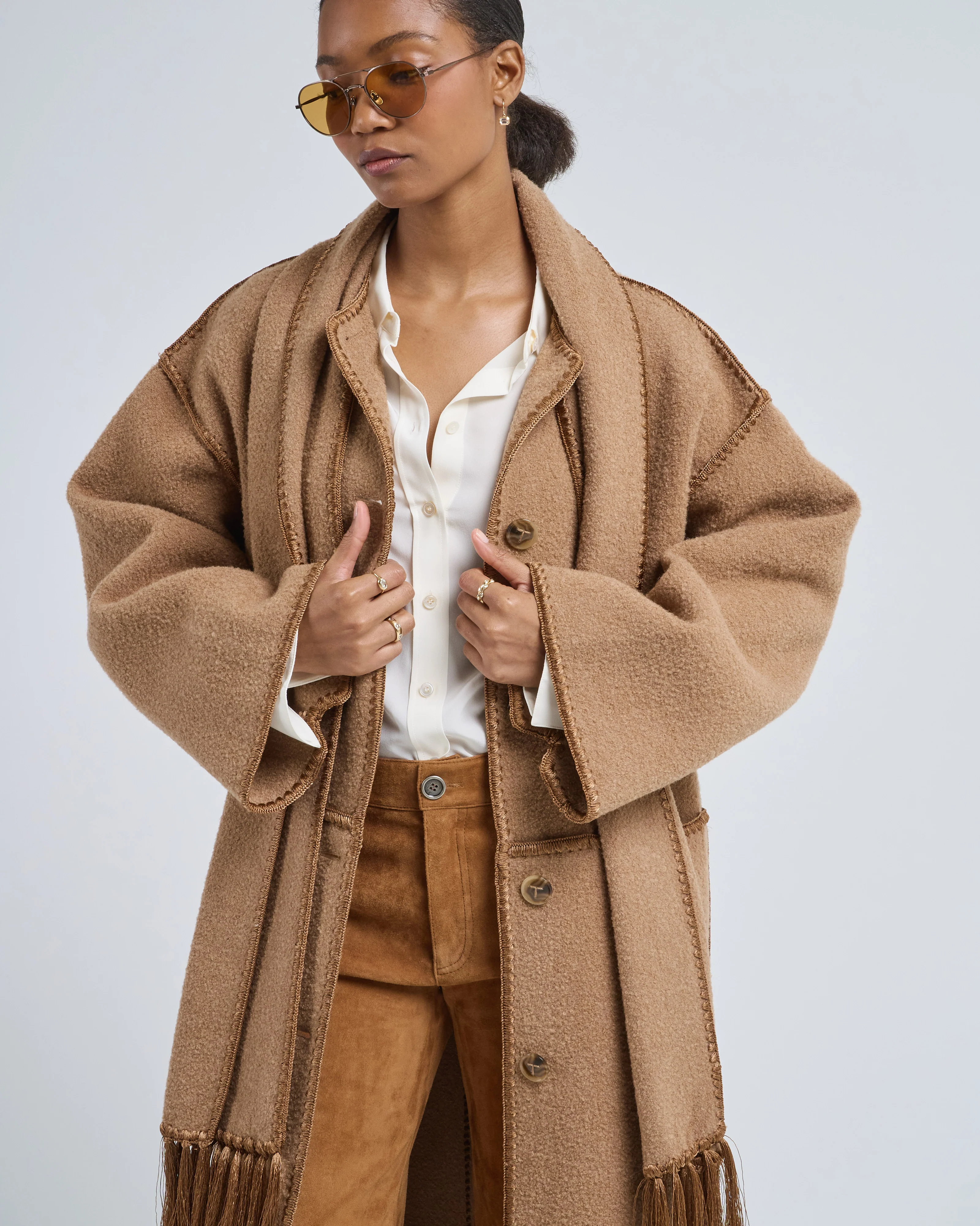 embroidered scarf coat - Image 5