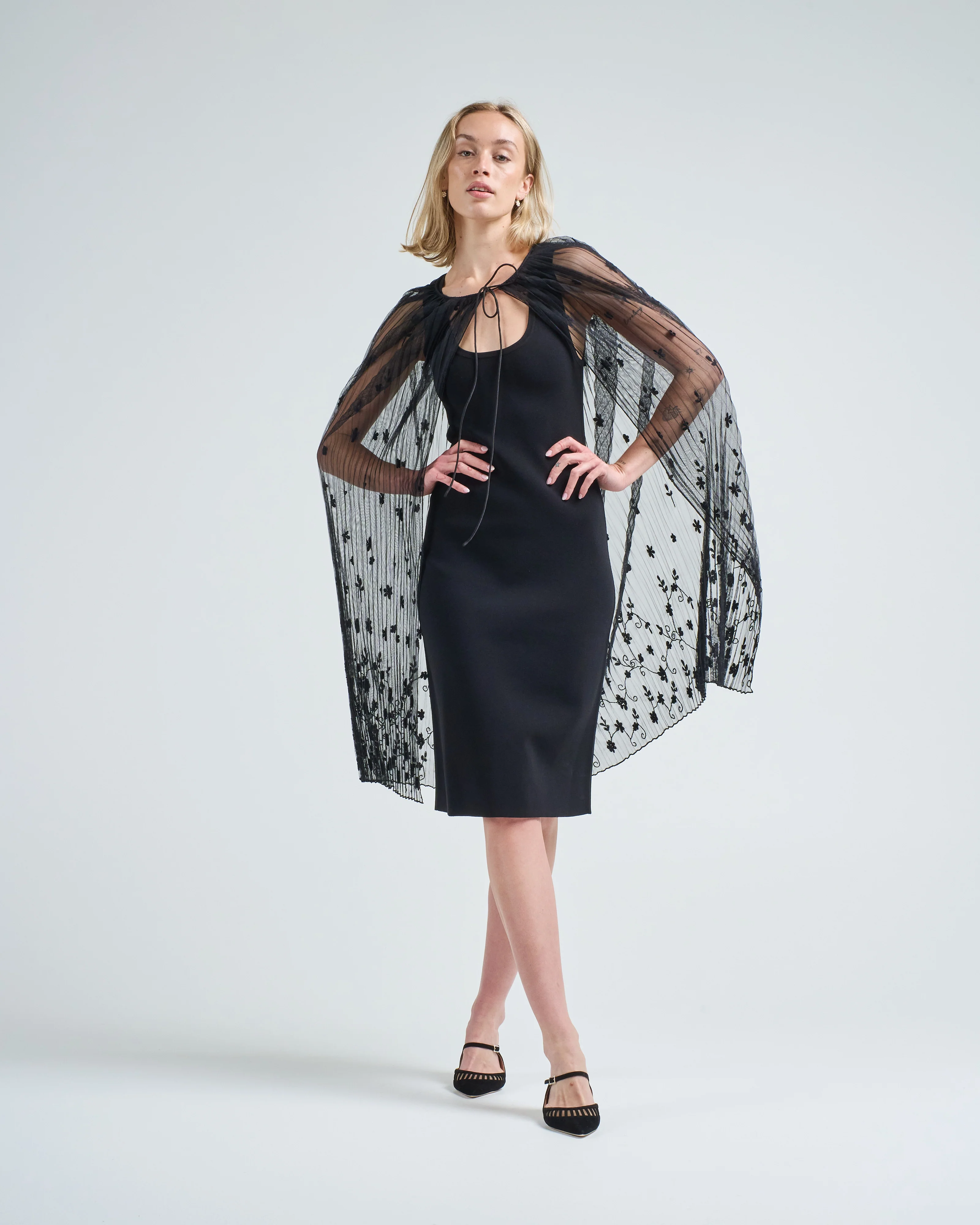 floral tulle cape