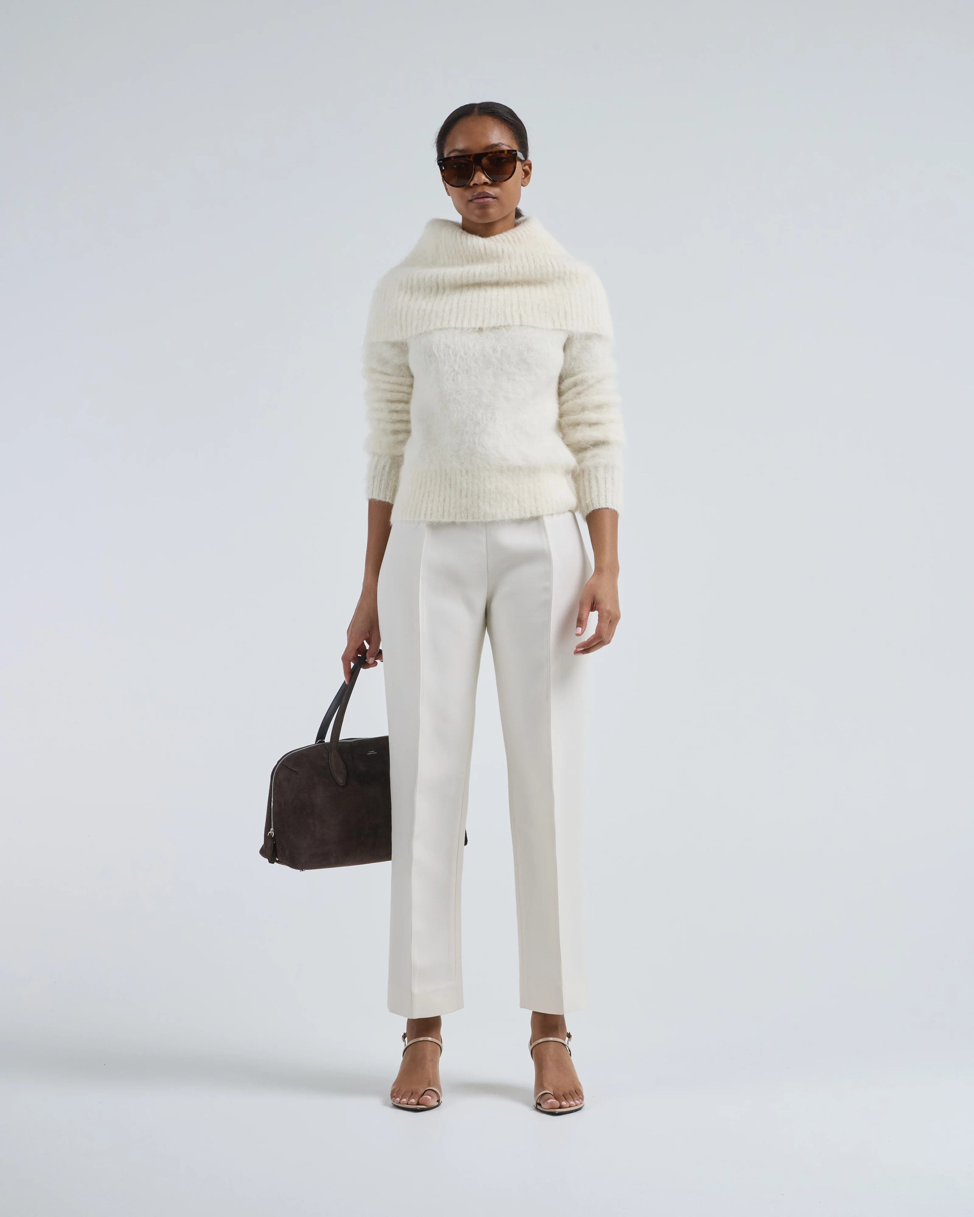 funnel alpaca blend knit sweater