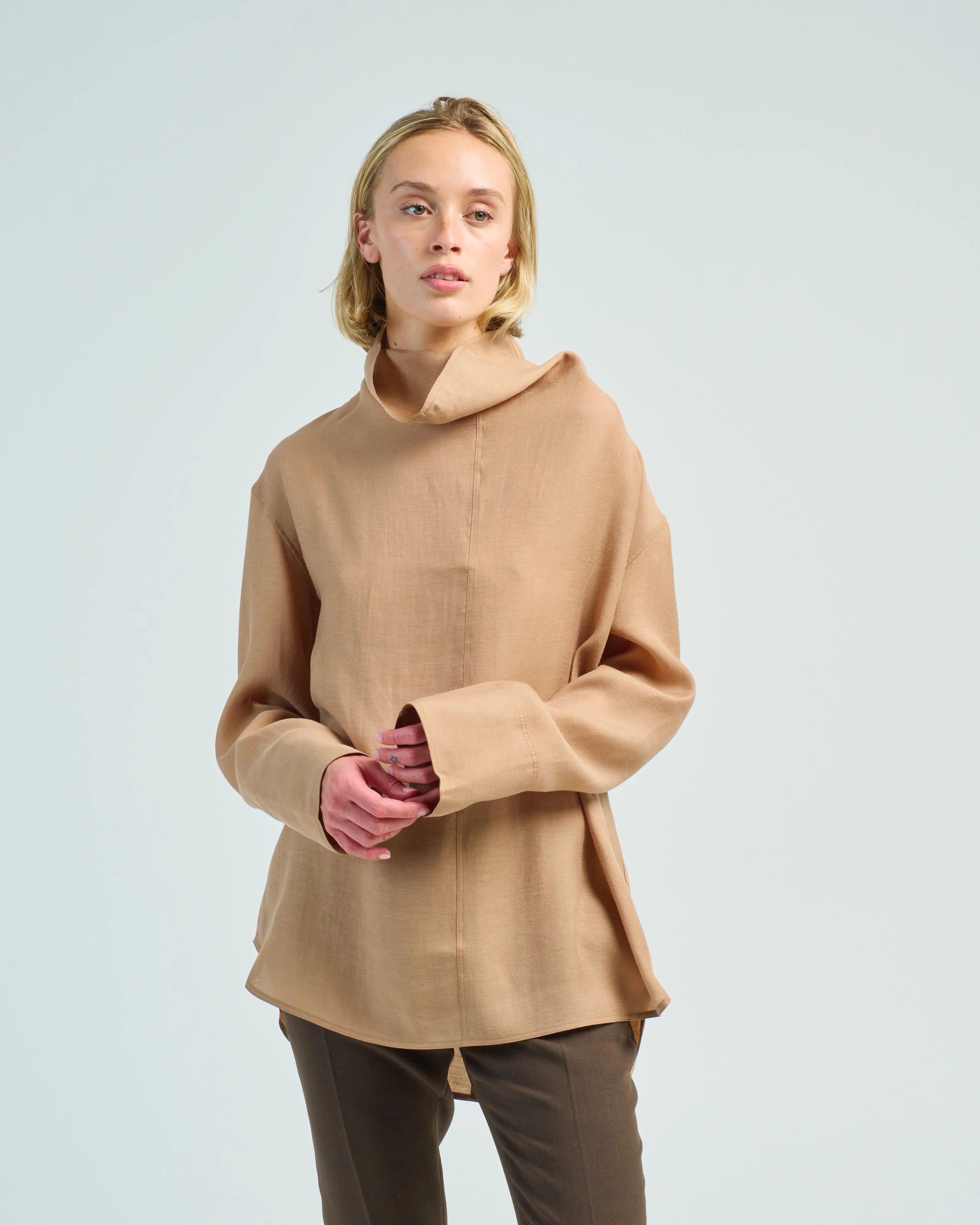 funnel neck organza blouse - Image 2