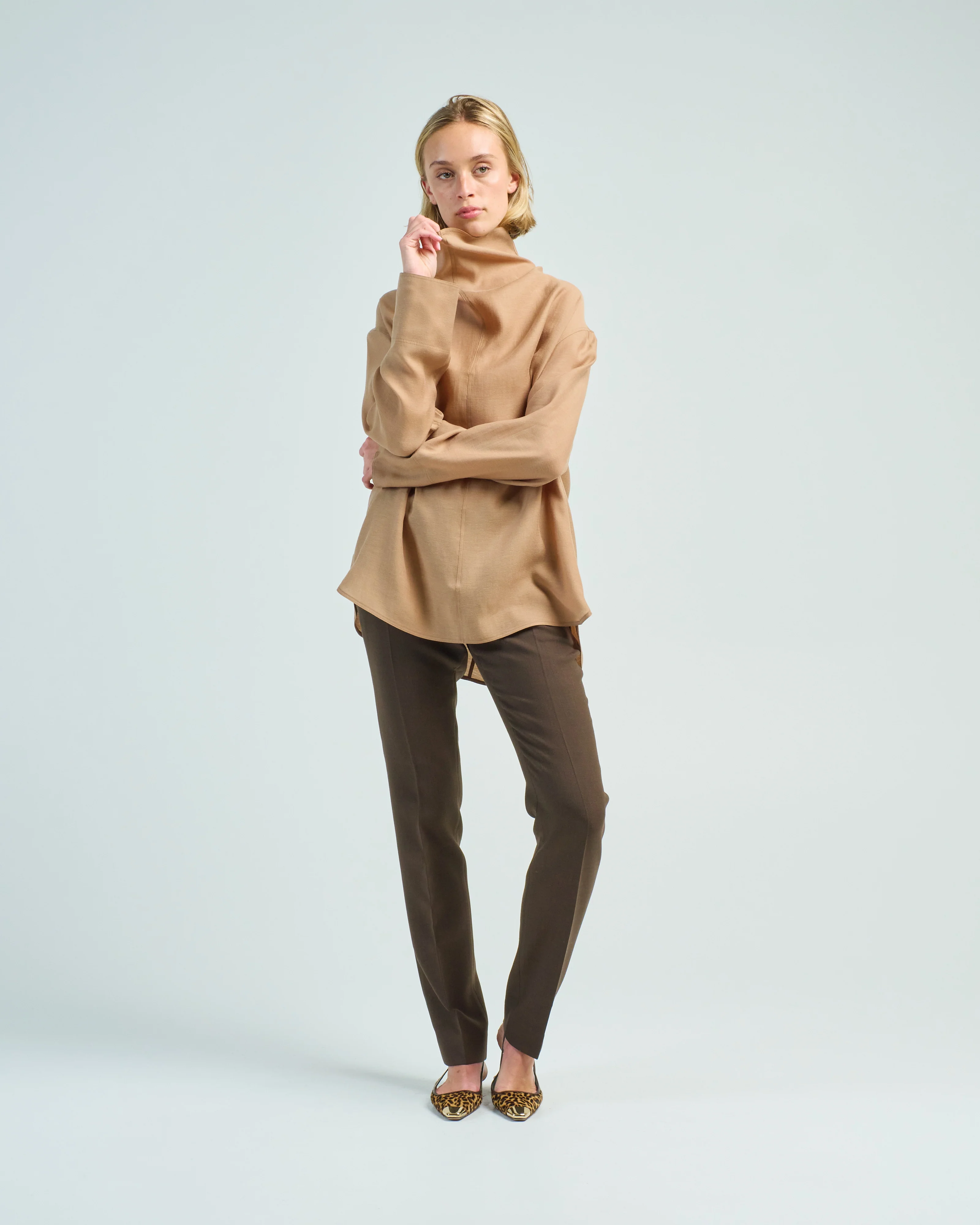 funnel neck organza blouse - Image 3