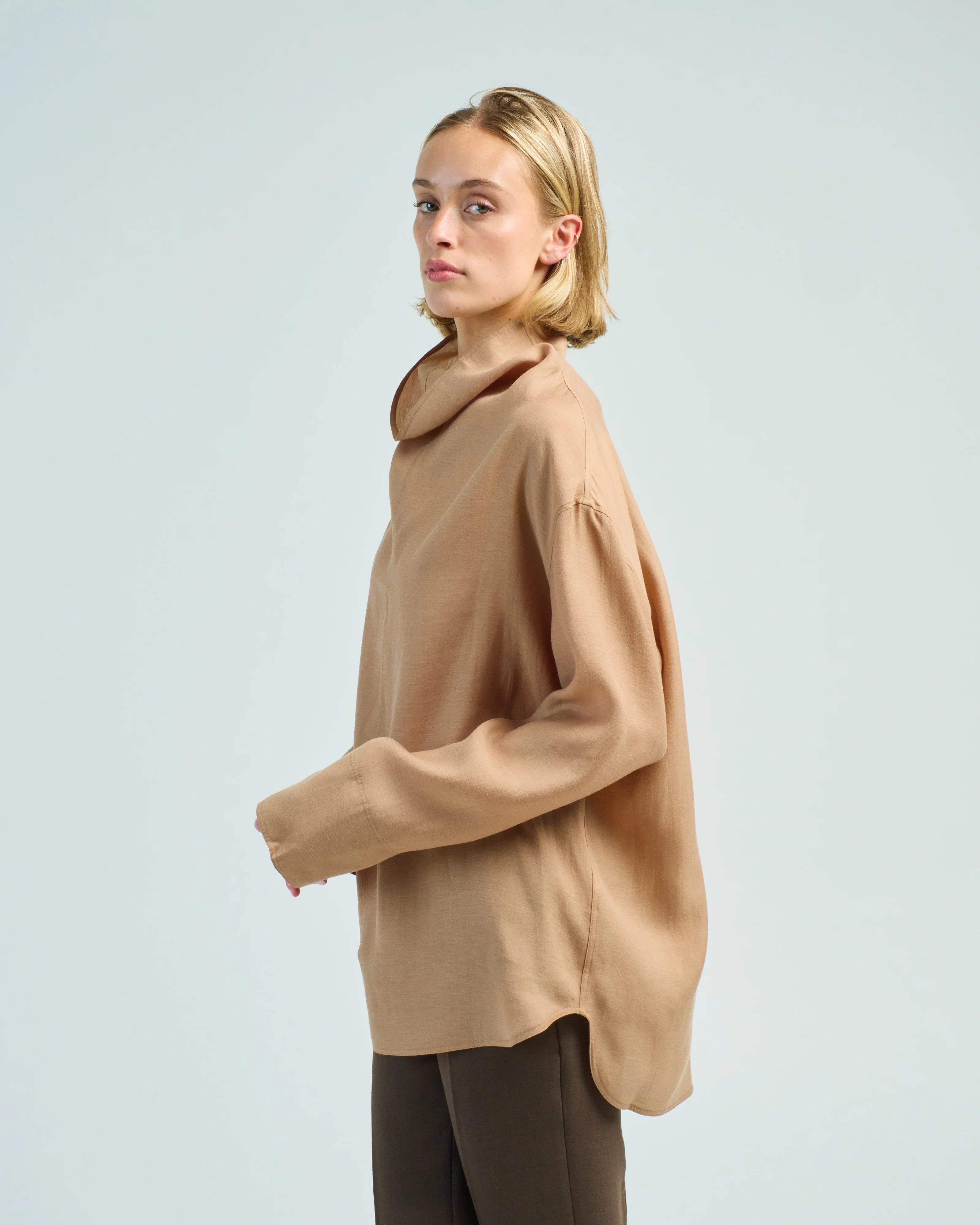 funnel neck organza blouse - Image 4