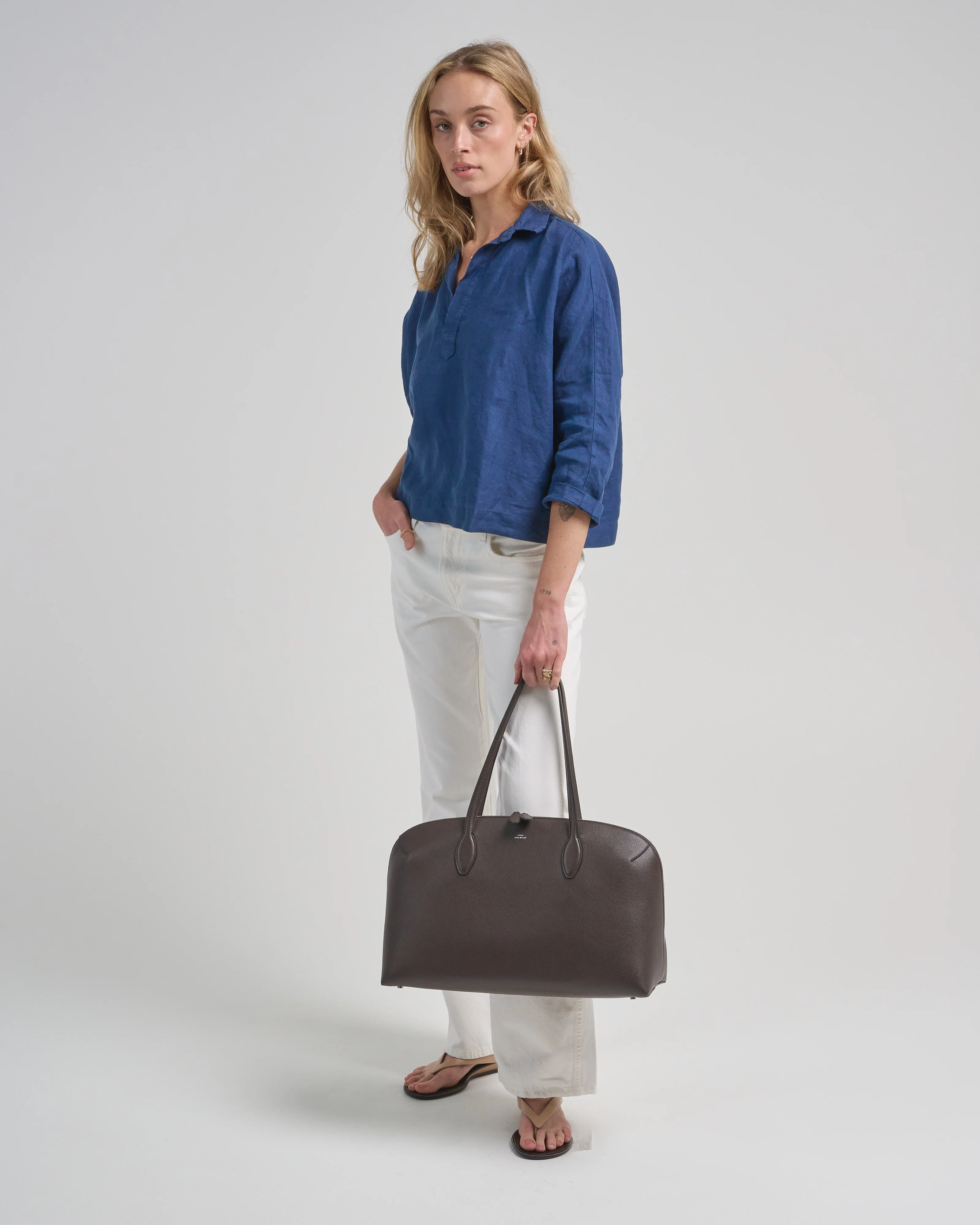 grained leather day tote - Image 2
