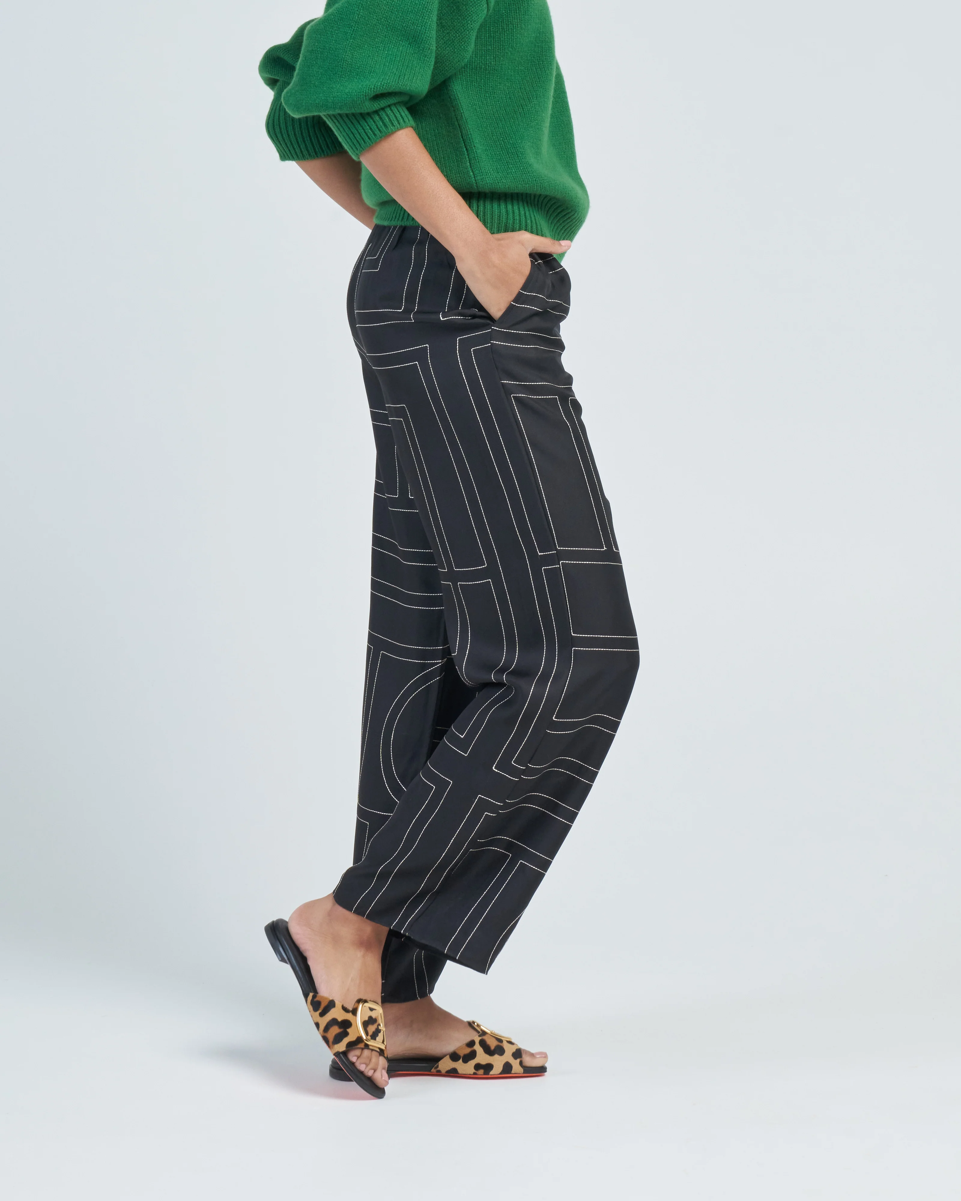 monogram silk pj bottoms - Image 3