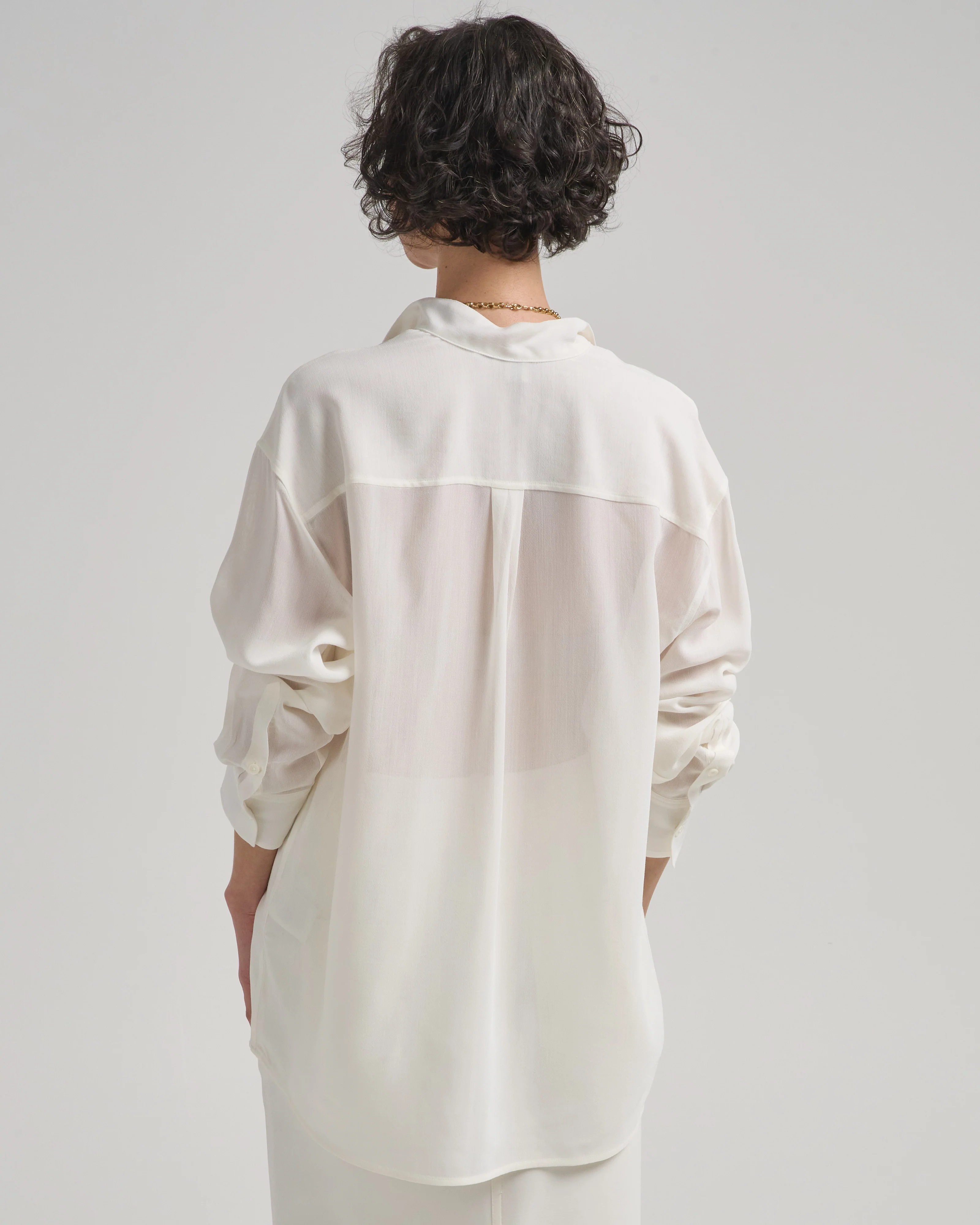 overlapping collar blouse - Image 5