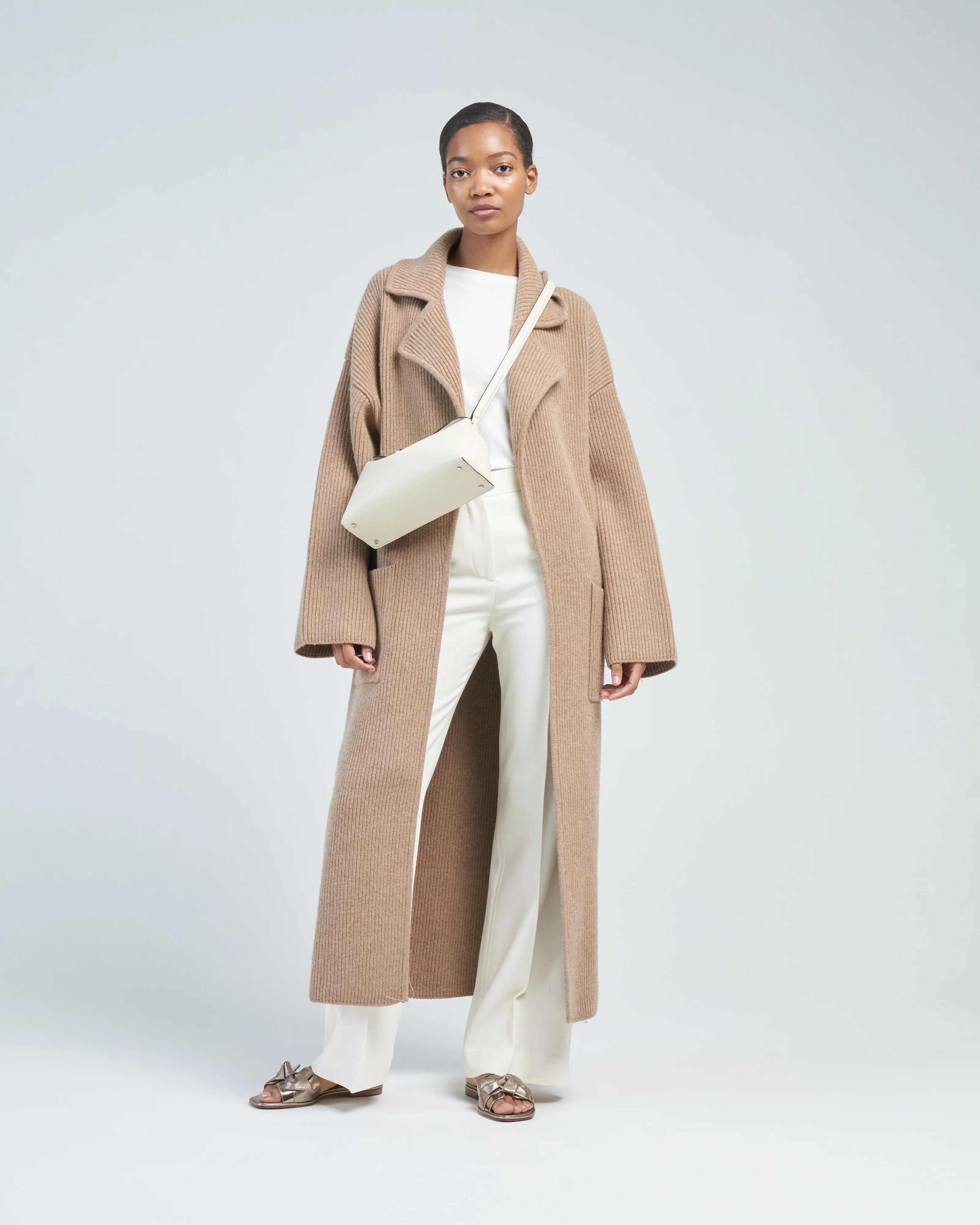 rib-knit cardi coat - Image 2