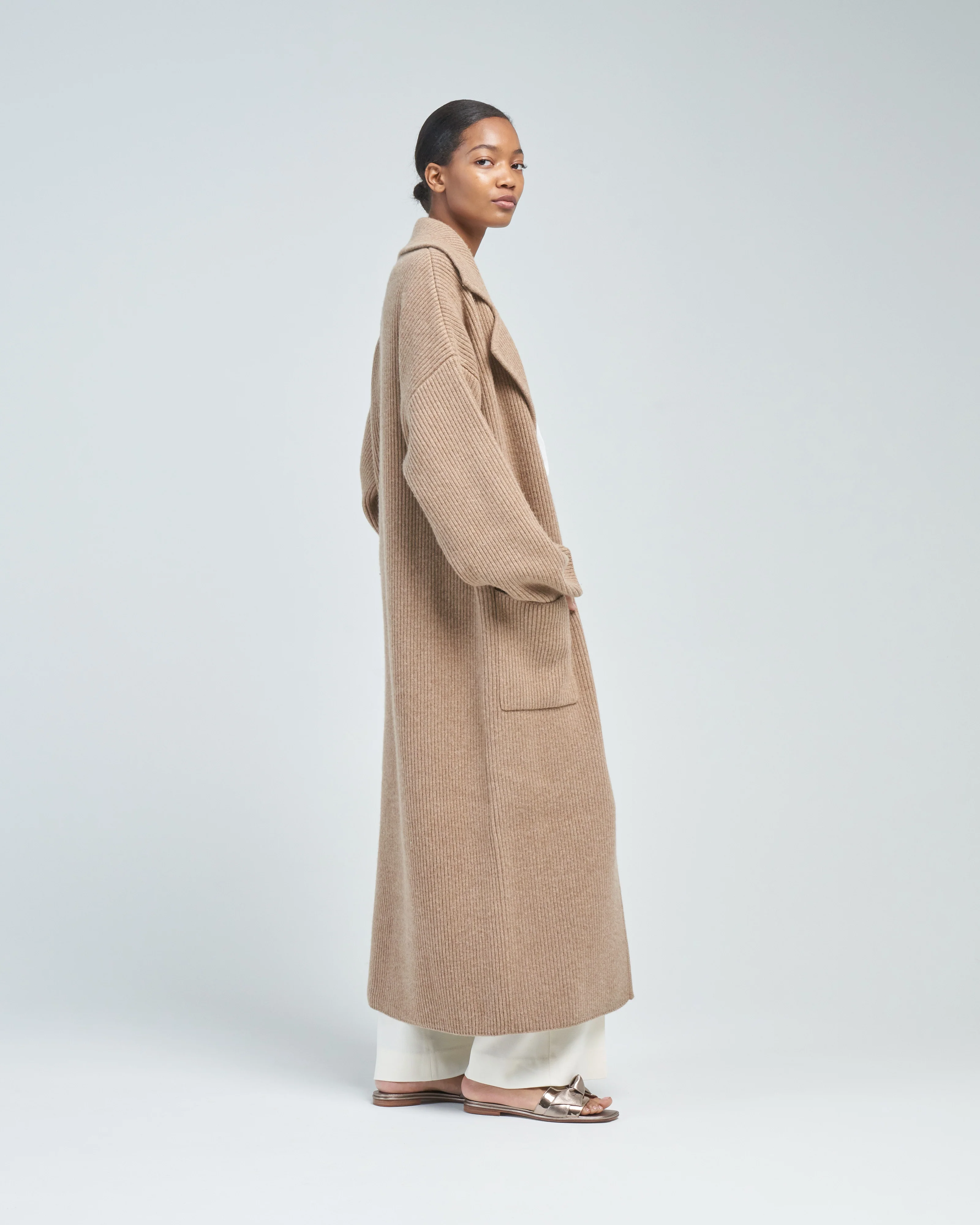 rib-knit cardi coat - Image 3