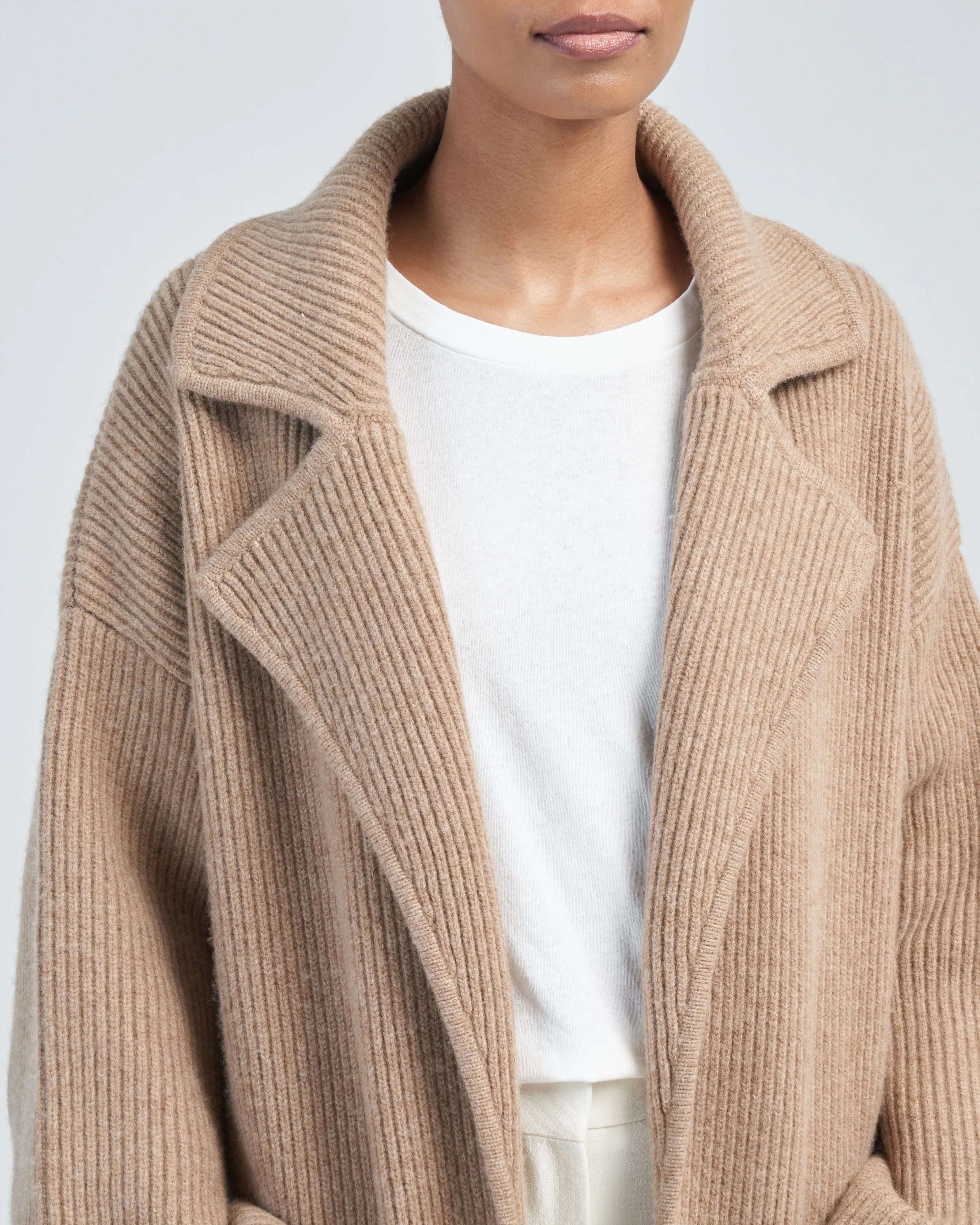 rib-knit cardi coat - Image 5