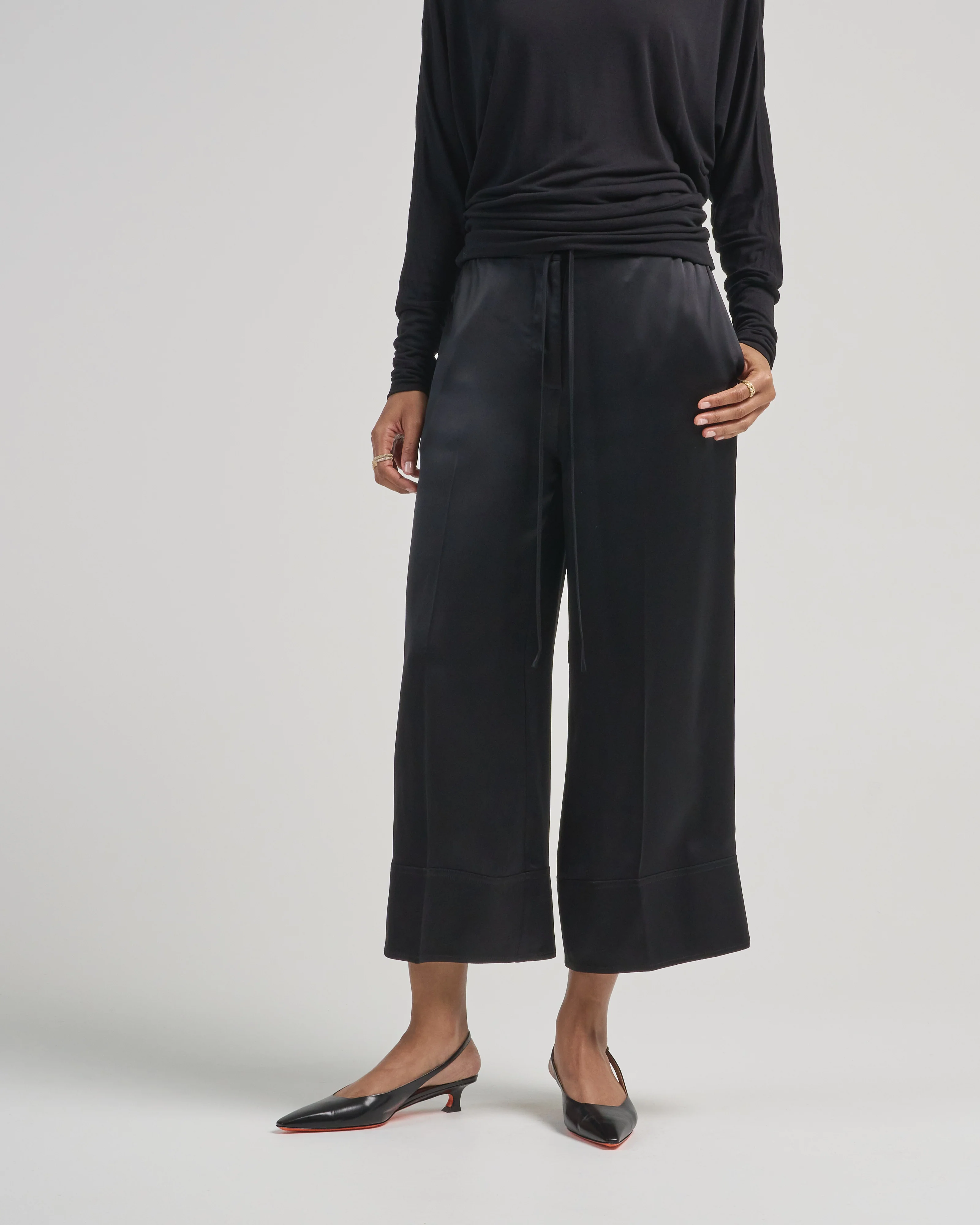 satin drawstring trousers - Image 2