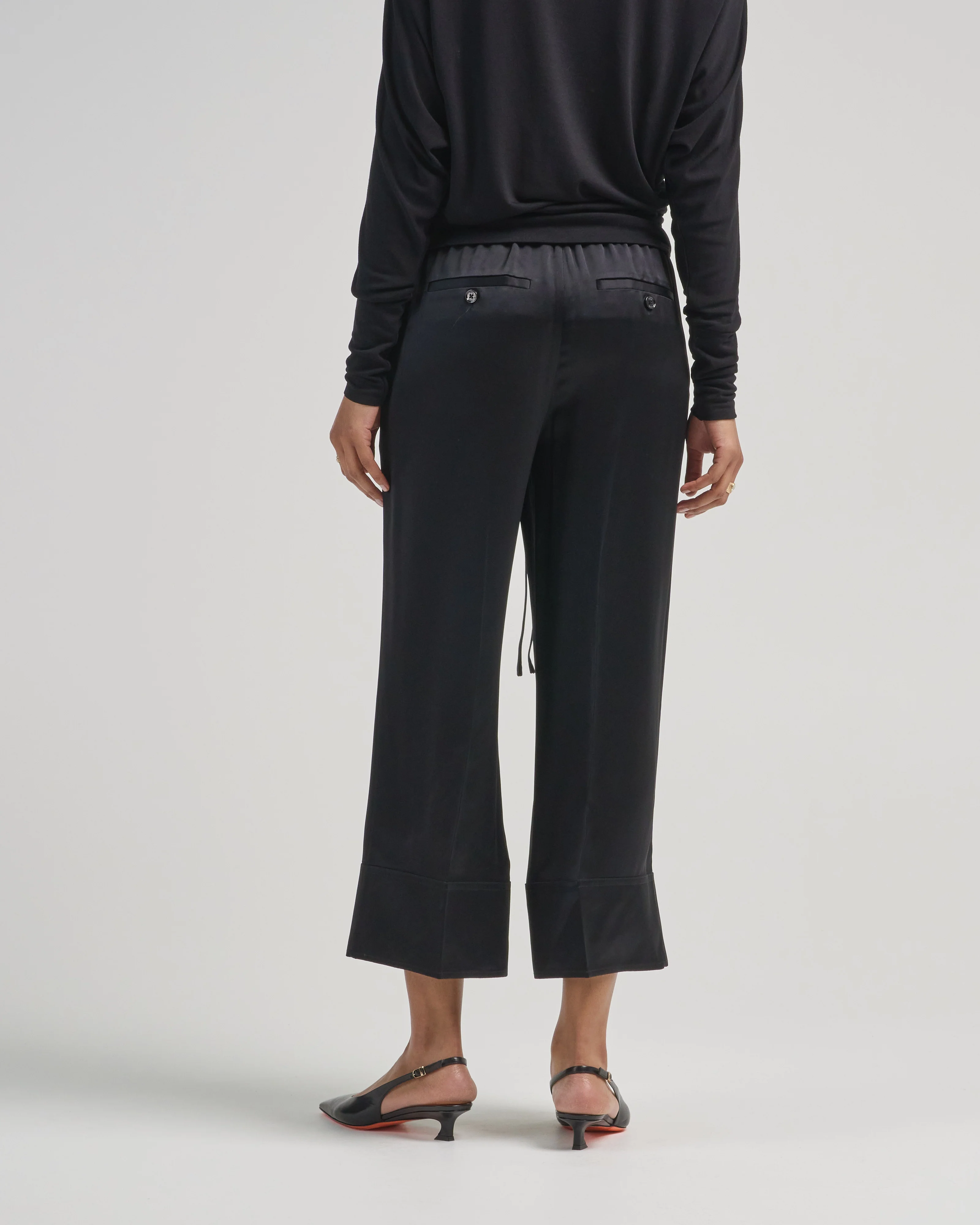 satin drawstring trousers - Image 3